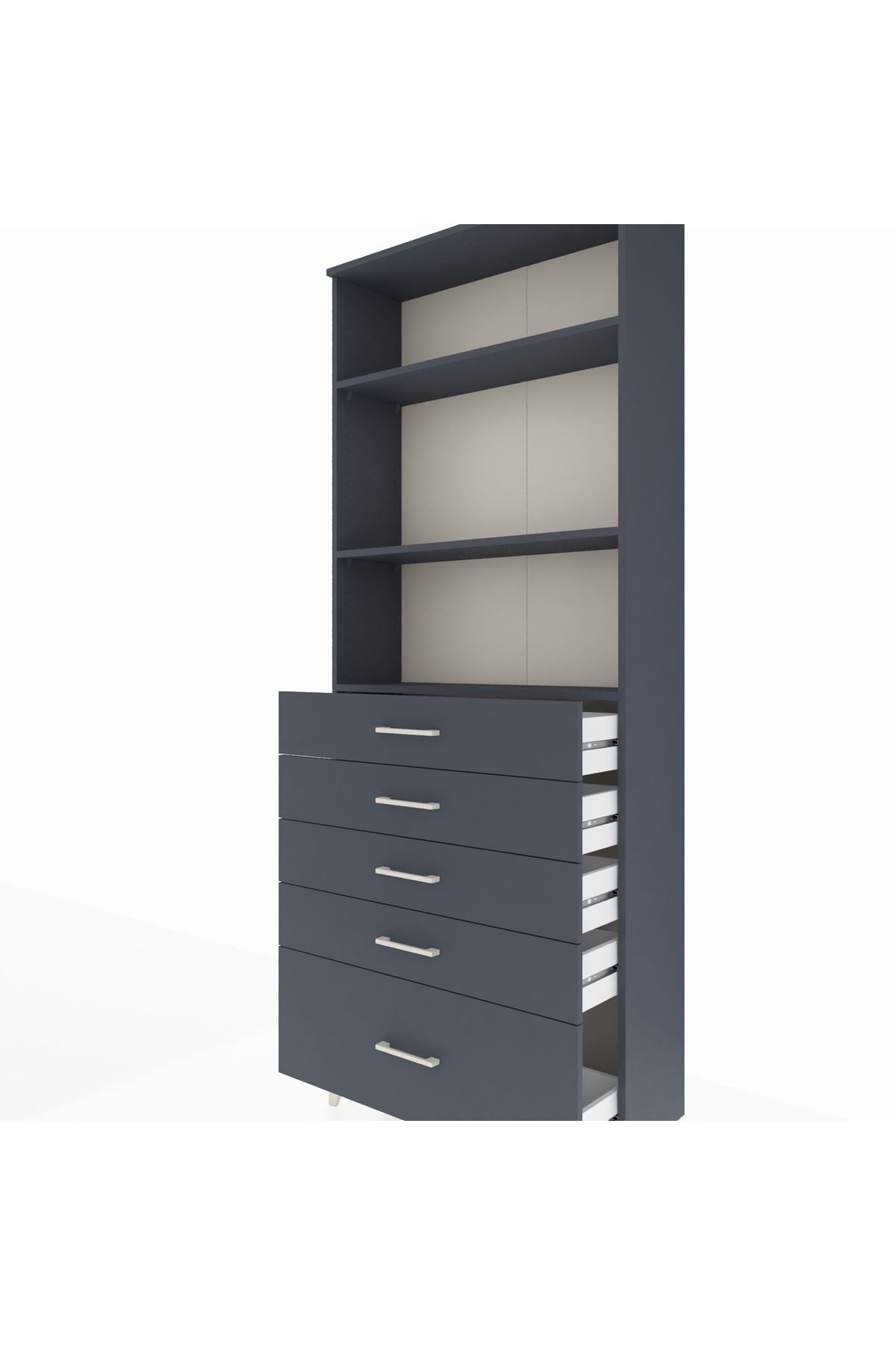 Arges Dolap 3 Raflı 5 Çekmeceli 88x30x221 - S30M129V5A