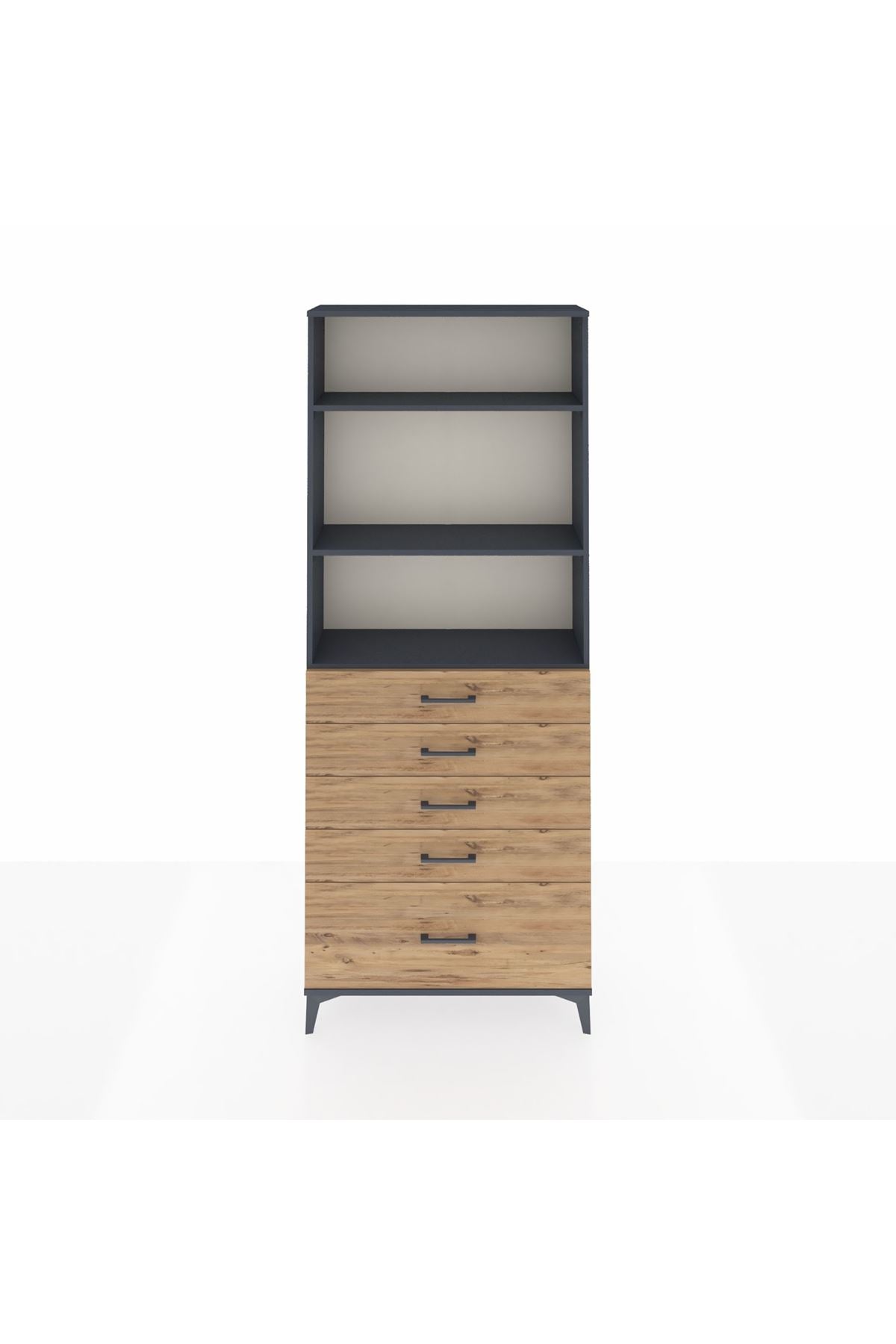Arges Dolap 3 Raflı 5 Çekmeceli 88x30x221 - S30M129V6A