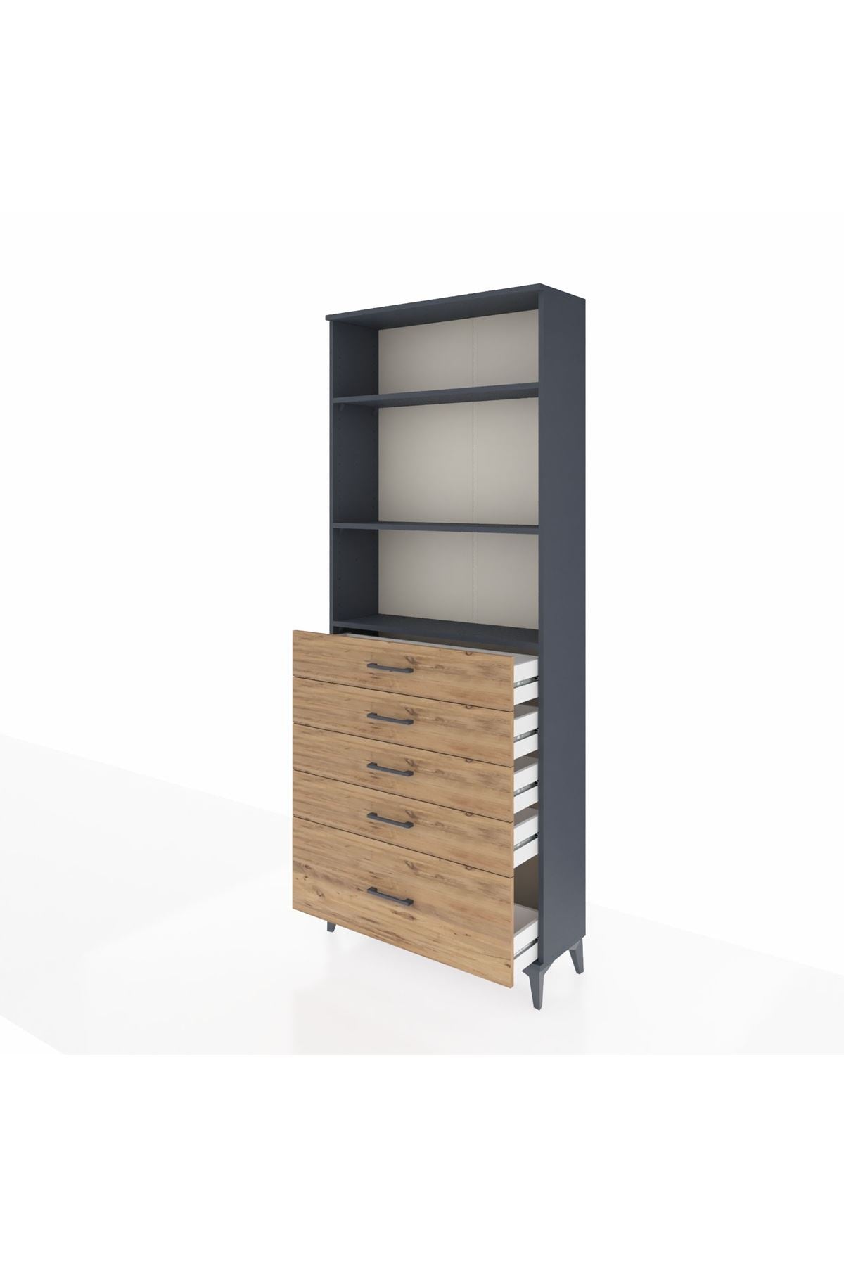 Arges Dolap 3 Raflı 5 Çekmeceli 88x30x221 - S30M129V6A