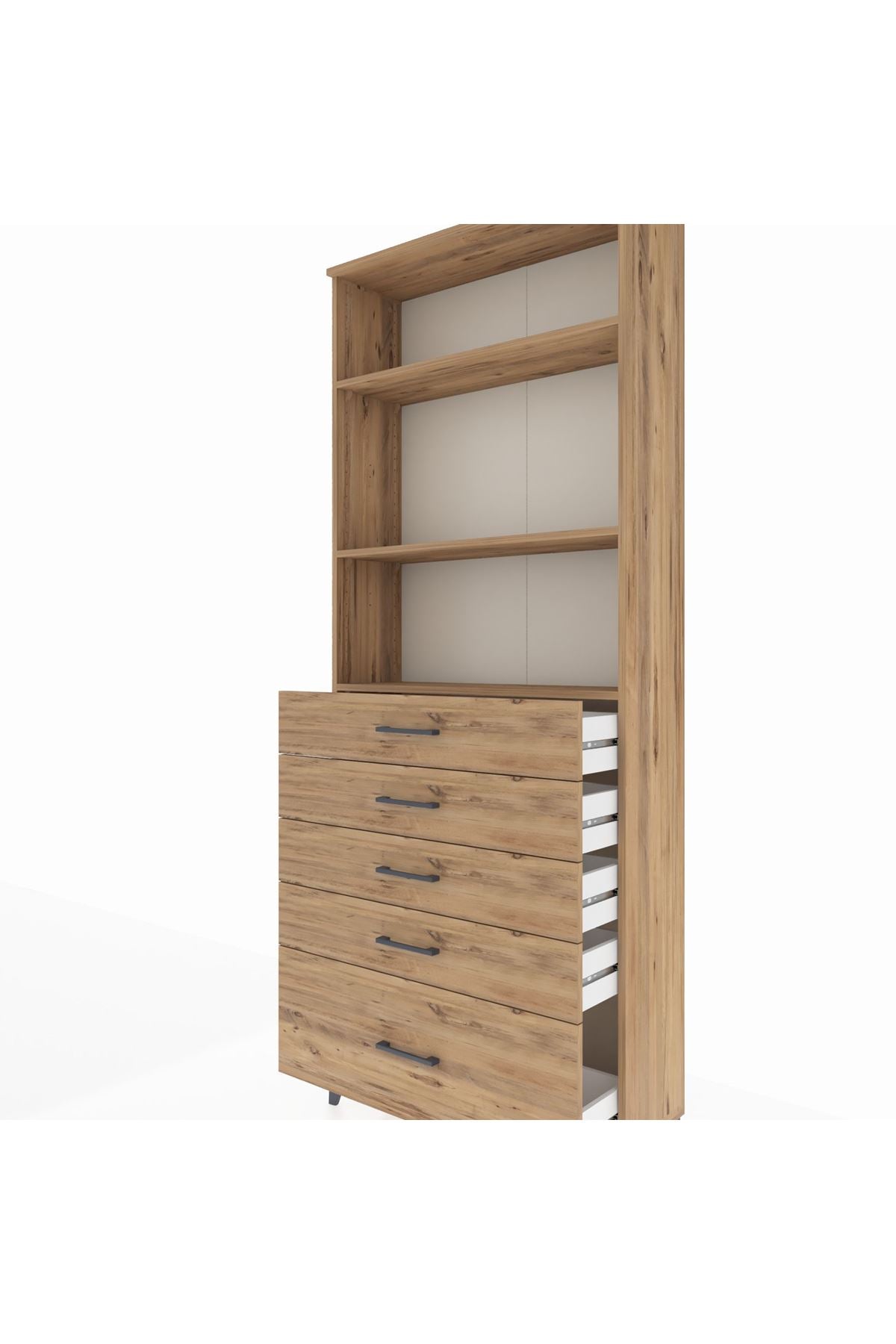 Arges Dolap 3 Raflı 5 Çekmeceli 88x30x221 - S30M129V9A