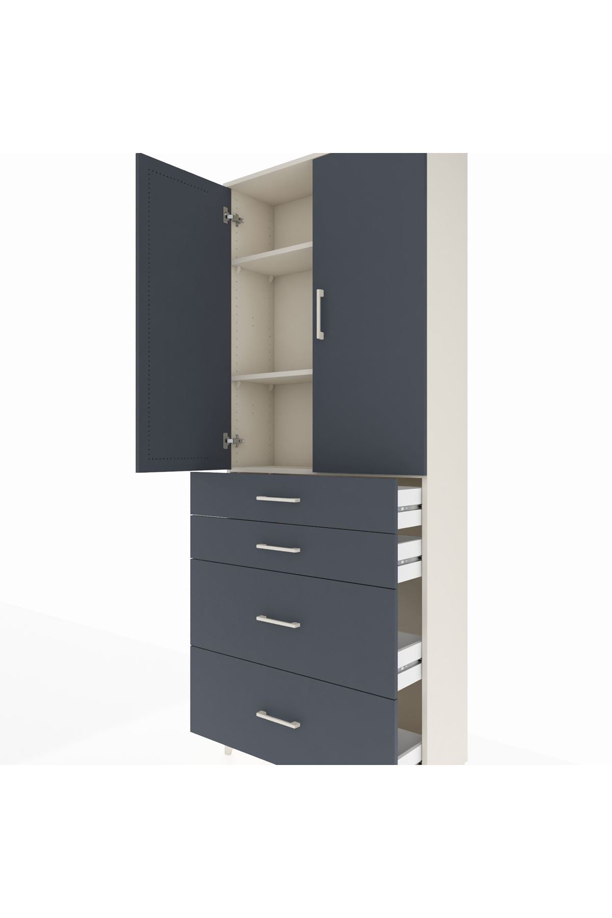 Arges Dolap 3 Raflı 4 Çekmeceli 2 Kapaklı 88x30x221 - S30M130V2A