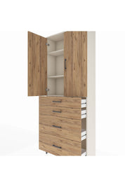 Arges Dolap 3 Raflı 4 Çekmeceli 2 Kapaklı 88x30x221 - S30M130V3A