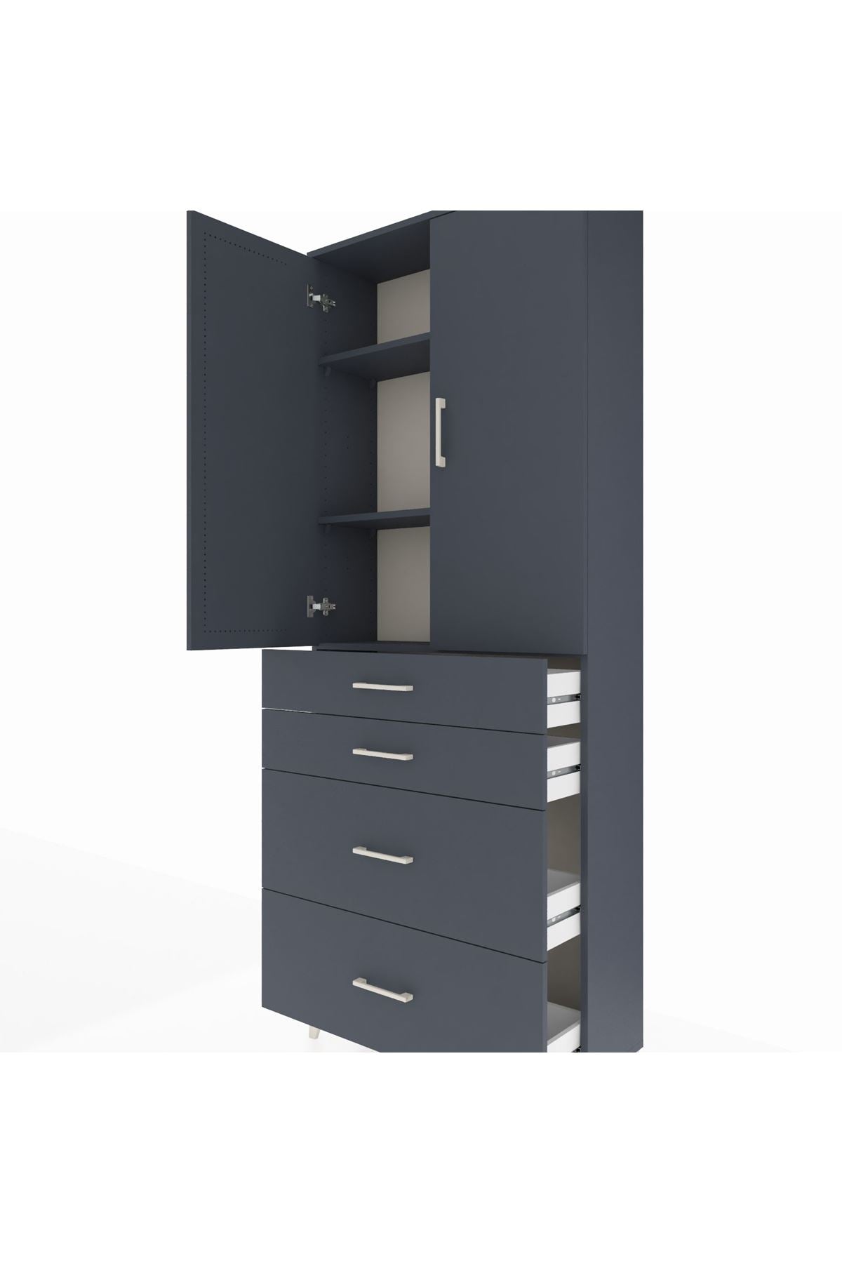 Arges Dolap 3 Raflı 4 Çekmeceli 2 Kapaklı 88x30x221 - S30M130V5A