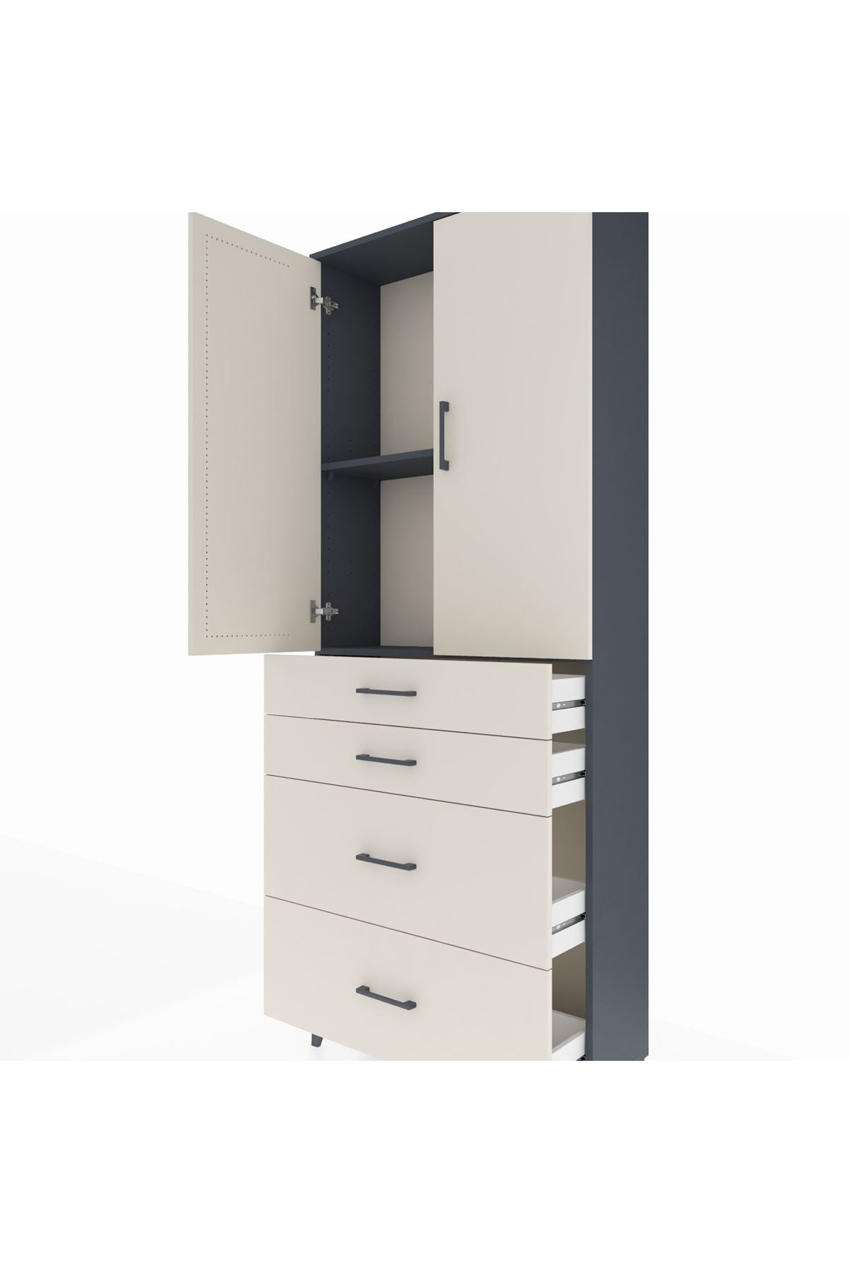 Arges Dolap 2 Raflı 4 Çekmeceli 2 Kapaklı 88x30x221 - S30M131V4A