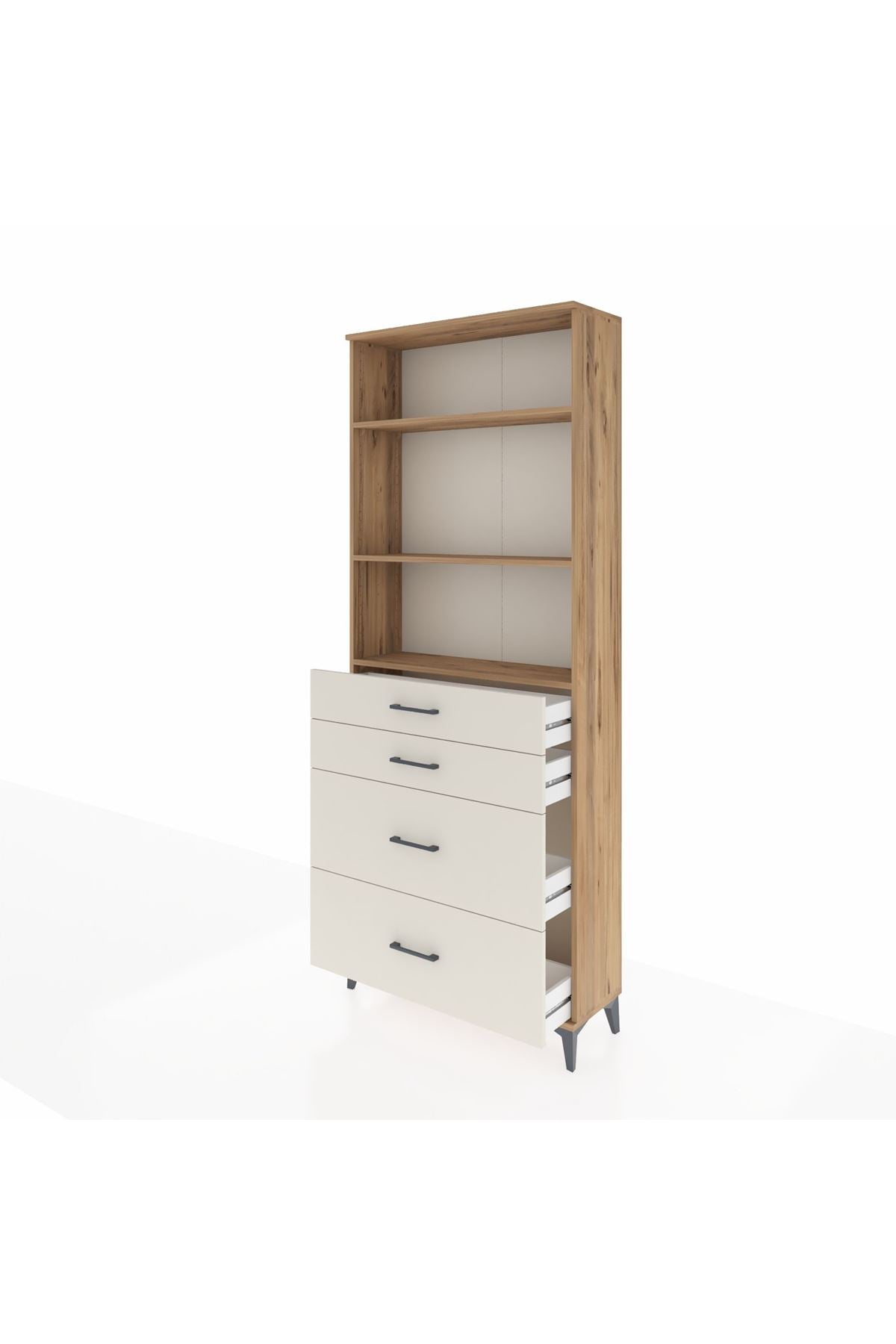 Arges Dolap 3 Raflı 4 Çekmeceli 88x30x221 - S30M132V7A