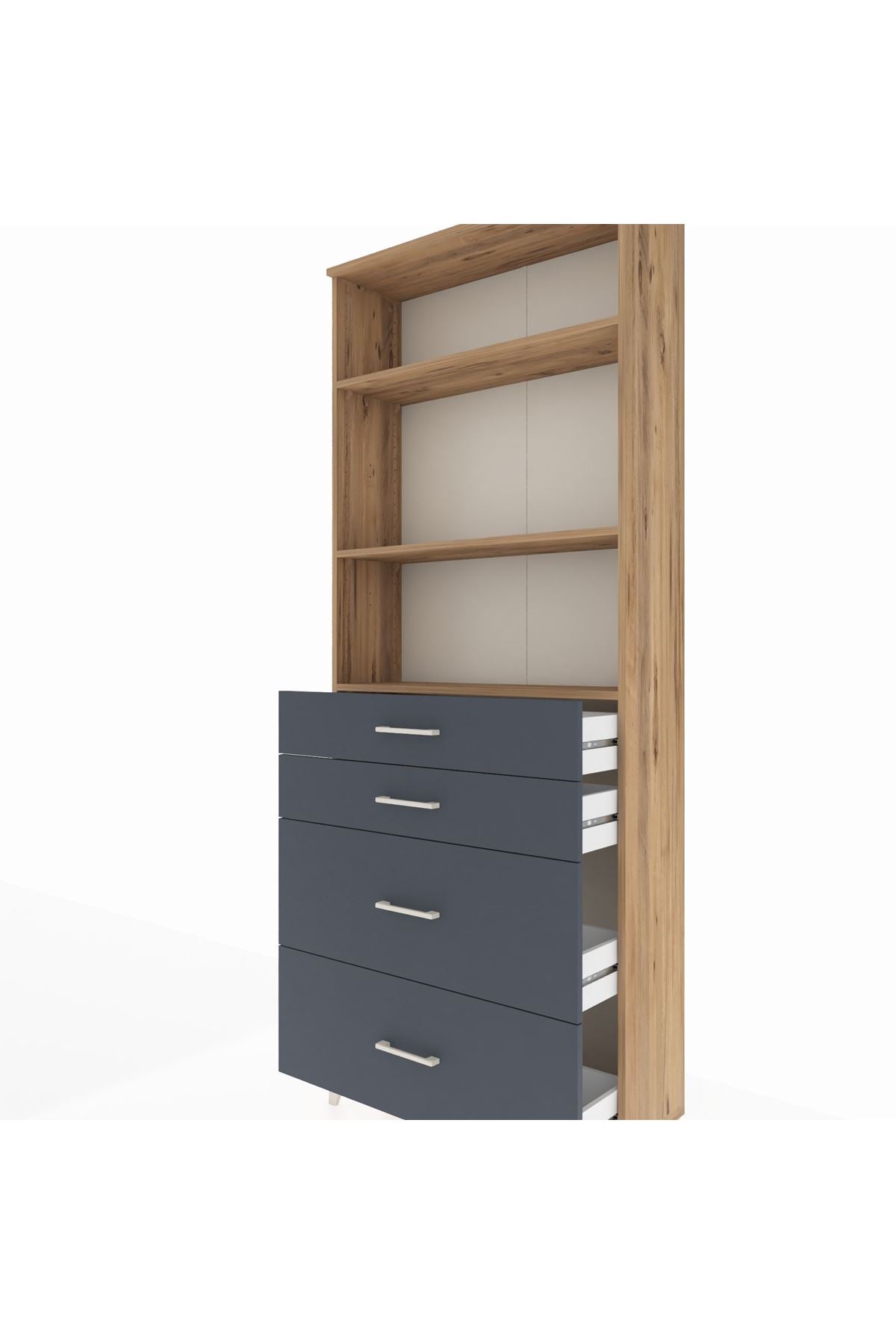 Arges Dolap 3 Raflı 4 Çekmeceli 88x30x221 - S30M132V8A