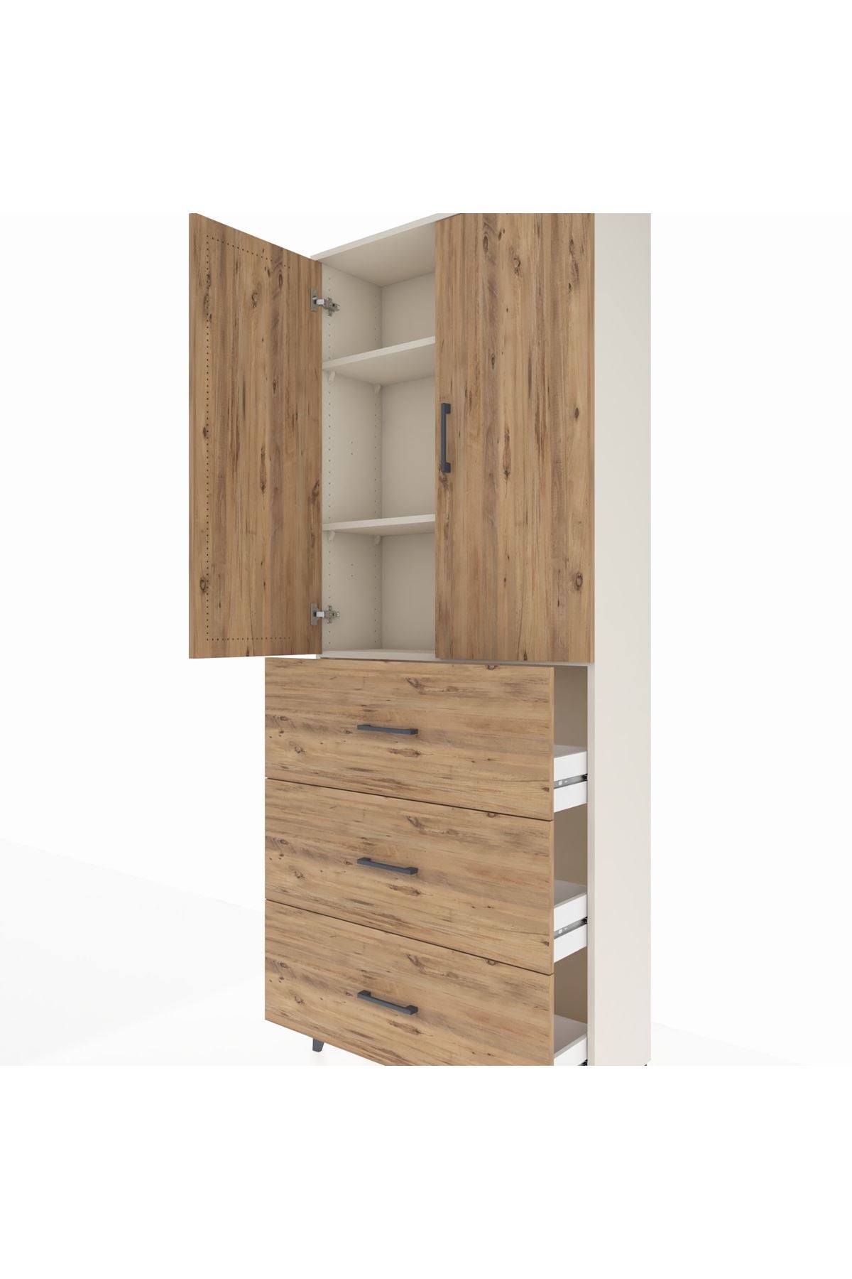 Arges Dolap 3 Raflı 3 Çekmeceli 2 Kapaklı 88x30x221 - S30M133V3A