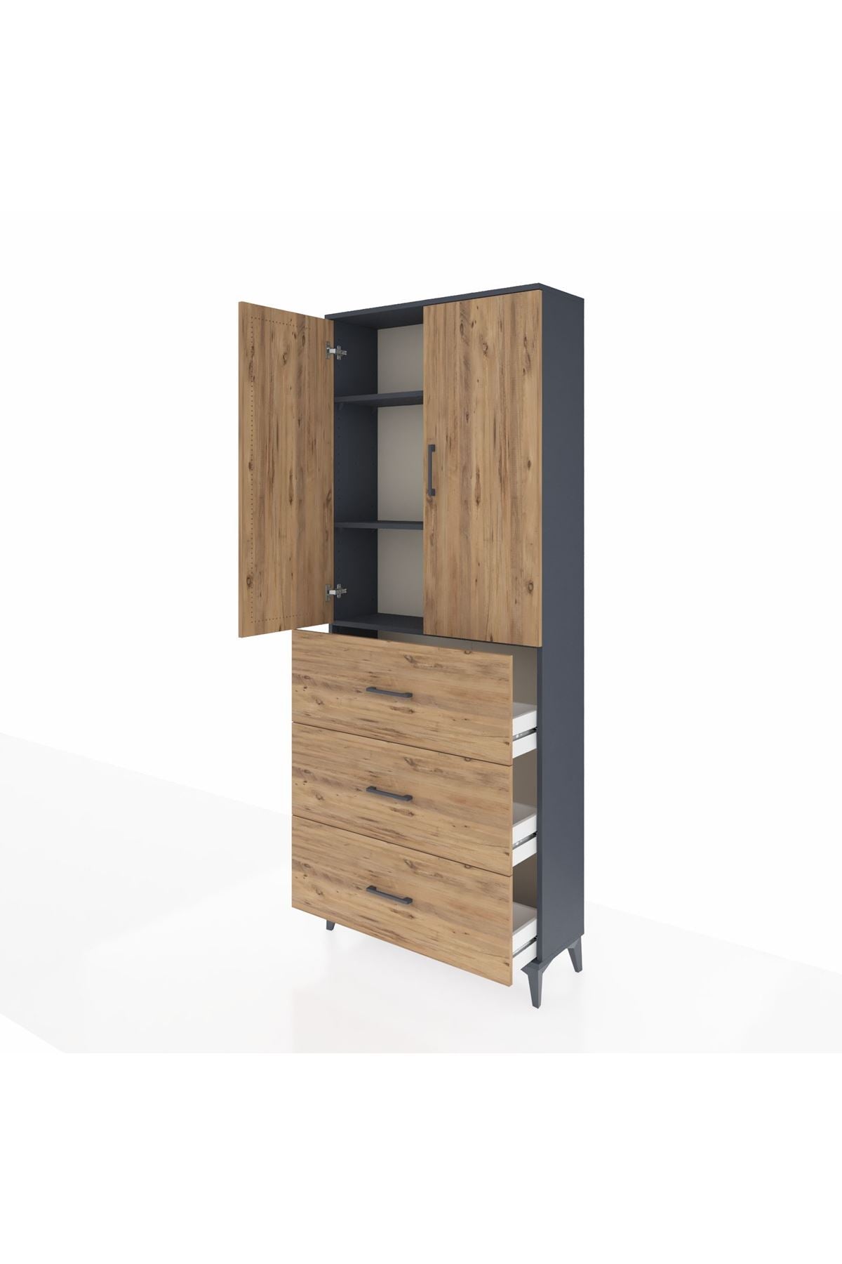 Arges Dolap 3 Raflı 3 Çekmeceli 2 Kapaklı 88x30x221 - S30M133V6A