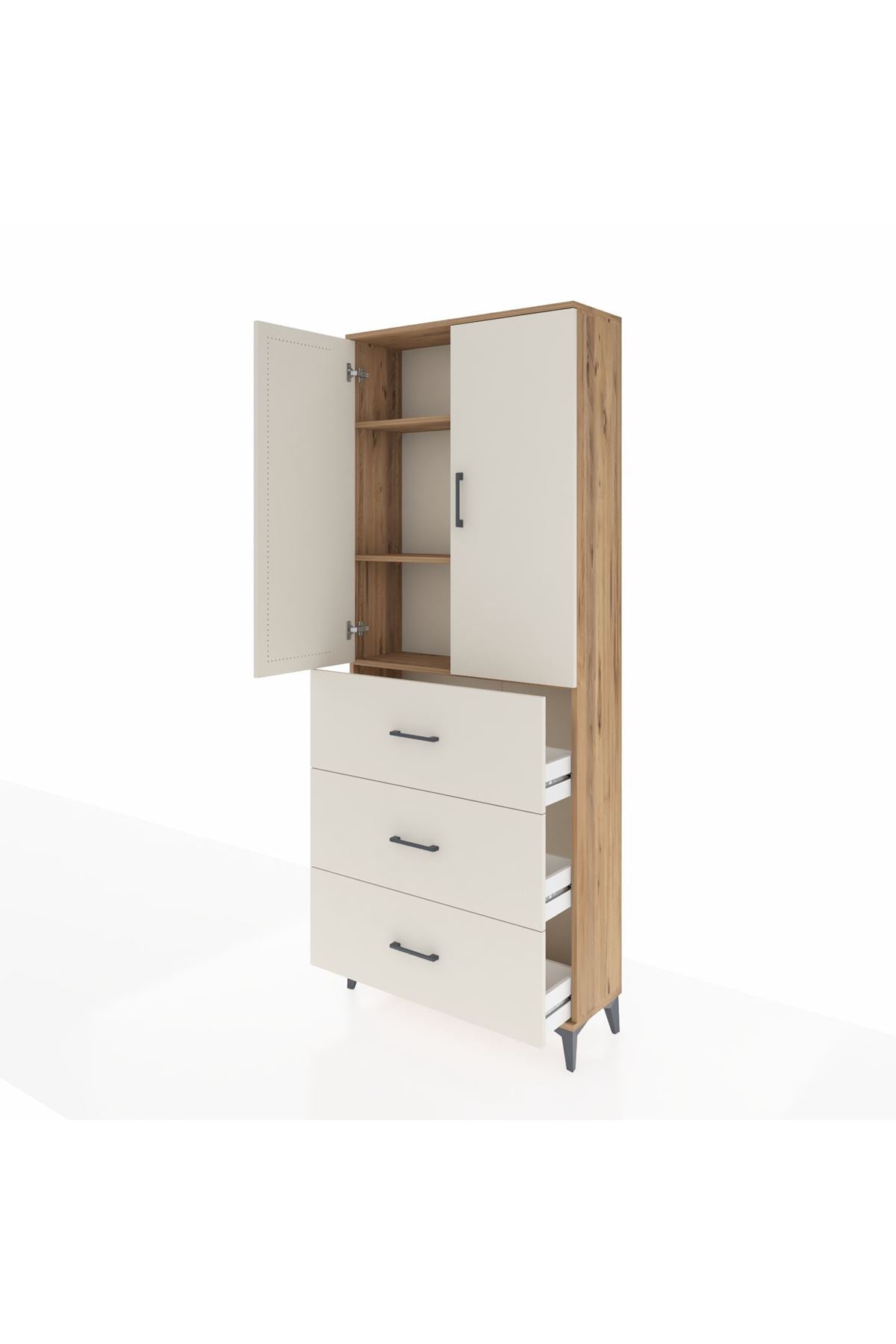 Arges Dolap 3 Raflı 3 Çekmeceli 2 Kapaklı 88x30x221 - S30M133V7A