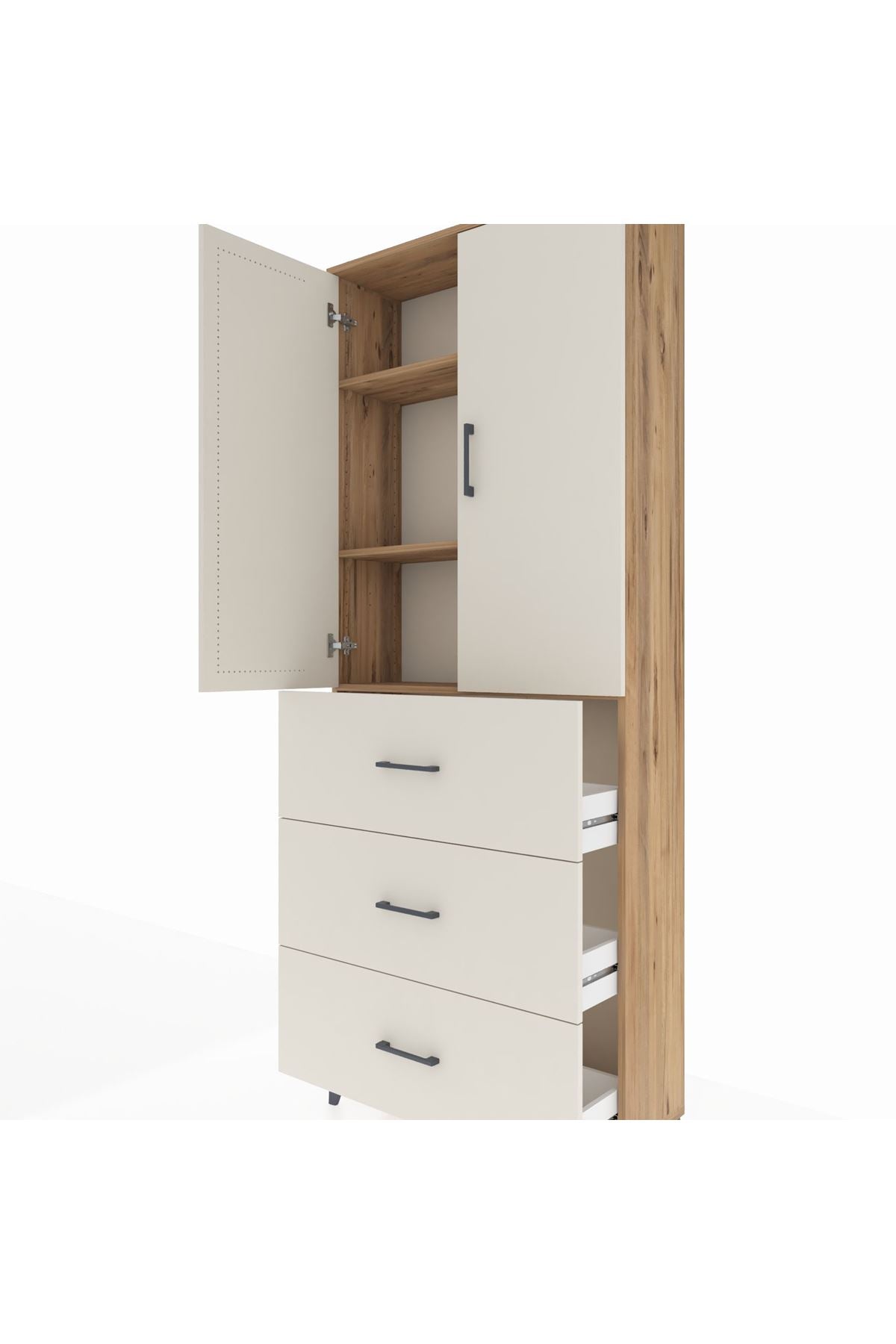 Arges Dolap 3 Raflı 3 Çekmeceli 2 Kapaklı 88x30x221 - S30M133V7A
