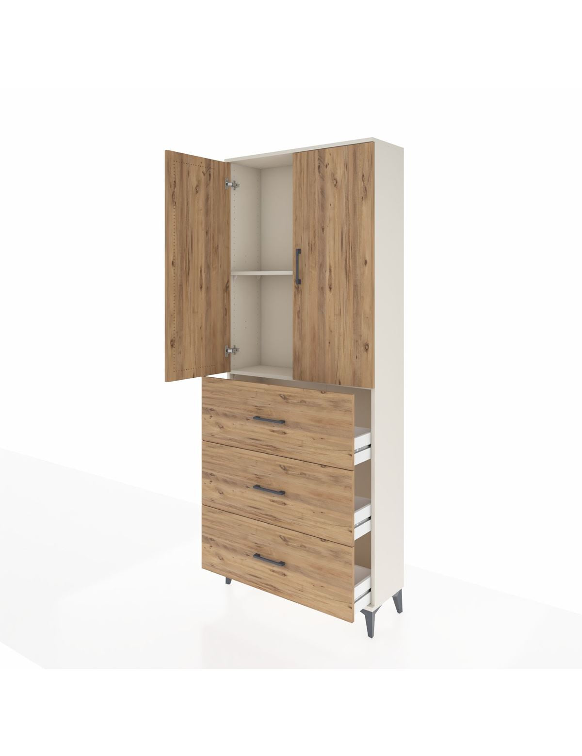 Arges Dolap 2 Raflı 3 Çekmeceli 2 Kapaklı 88x30x221 - S30M134V3A