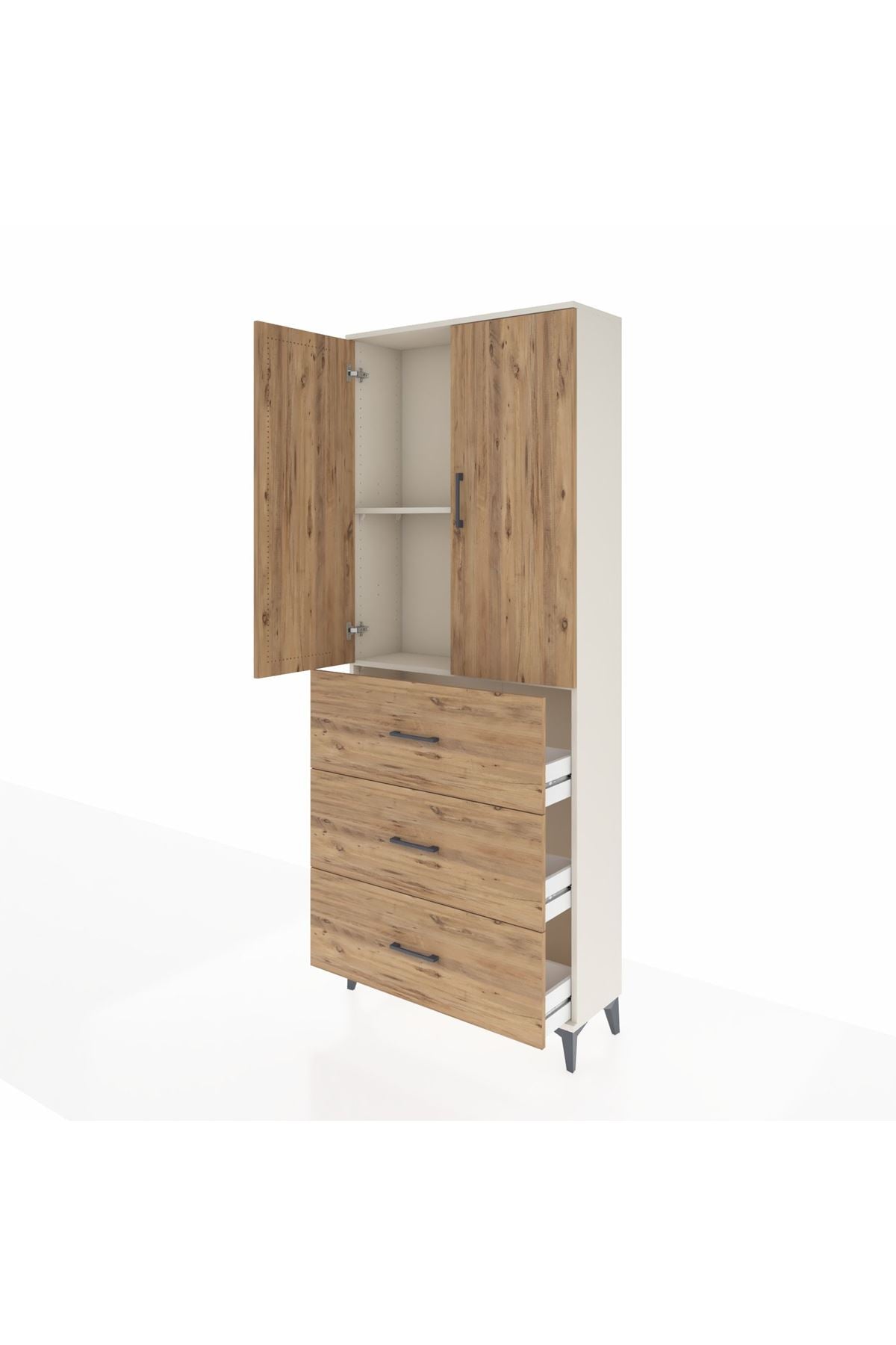 Arges Dolap 2 Raflı 3 Çekmeceli 2 Kapaklı 88x30x221 - S30M134V3A