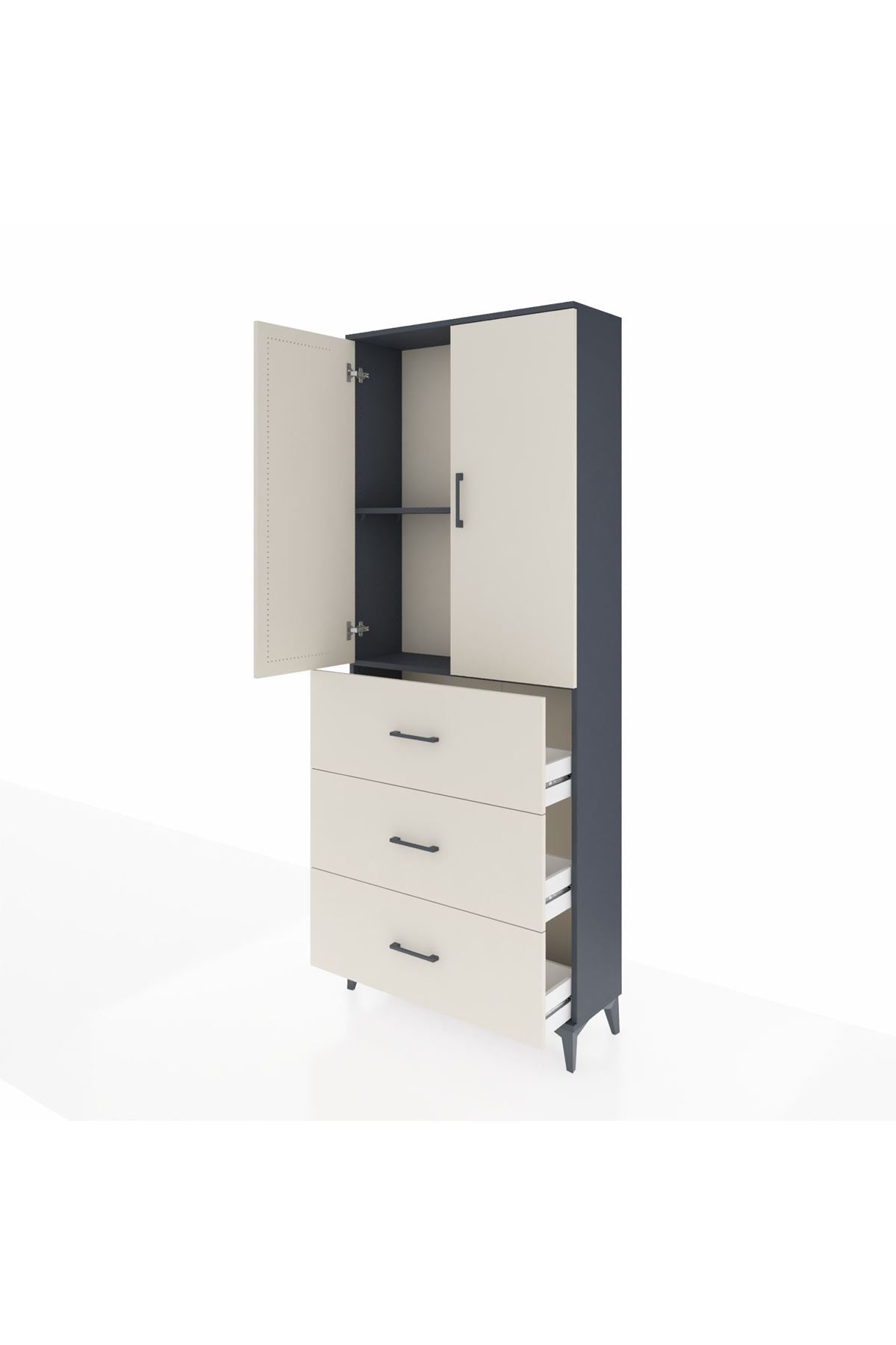 Arges Dolap 2 Raflı 3 Çekmeceli 2 Kapaklı 88x30x221 - S30M134V4A