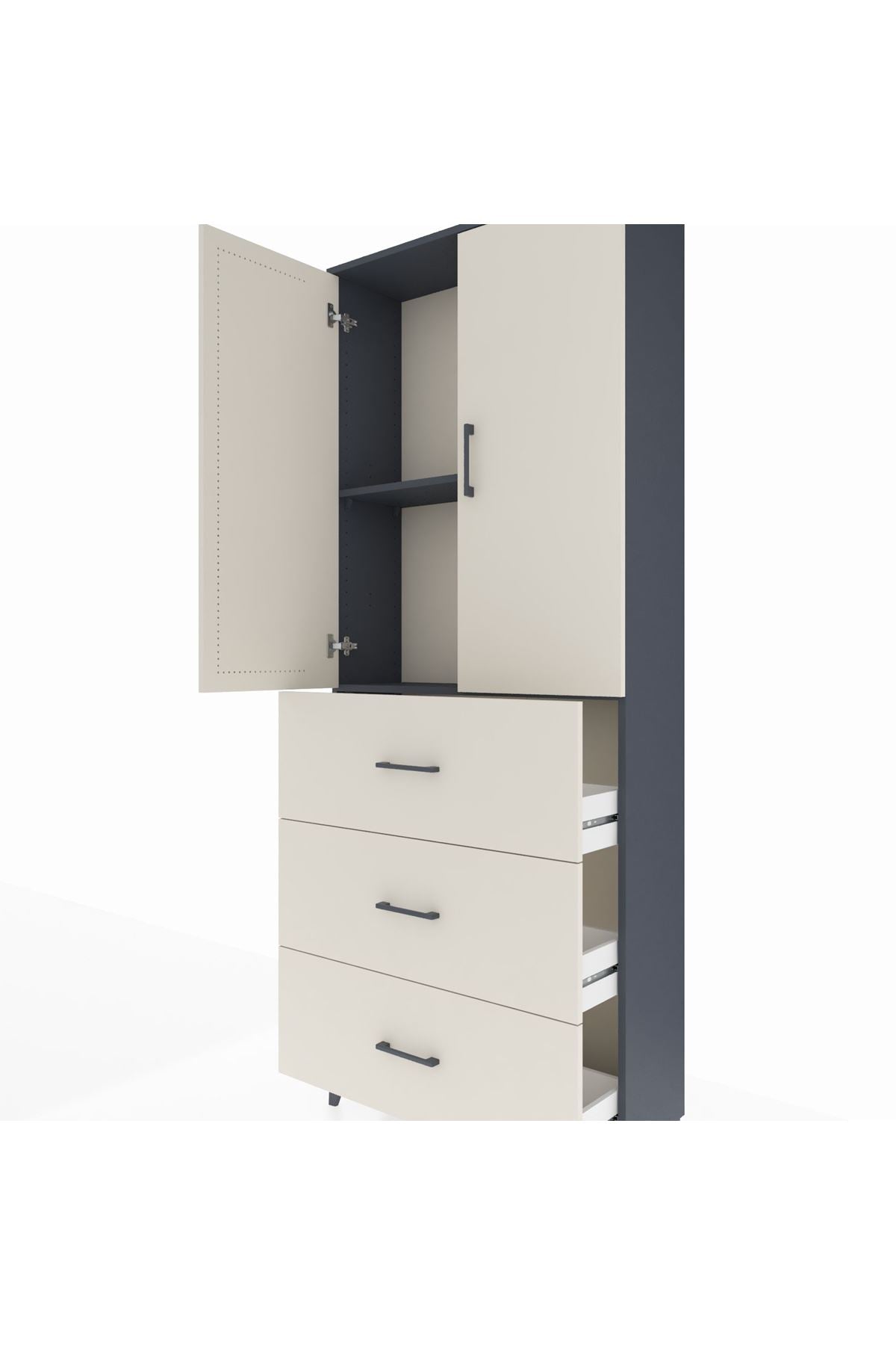 Arges Dolap 2 Raflı 3 Çekmeceli 2 Kapaklı 88x30x221 - S30M134V4A
