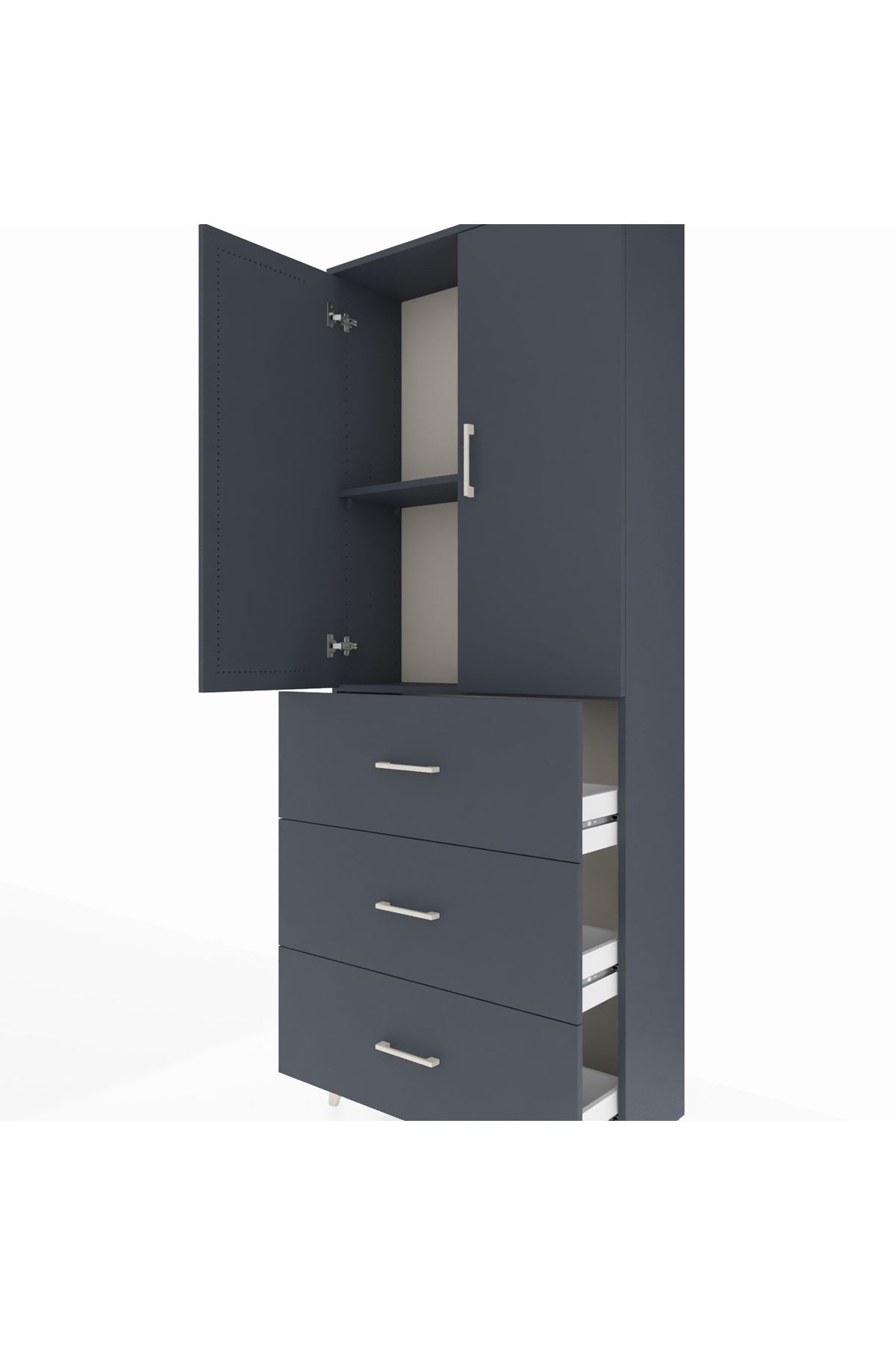 Arges Dolap 2 Raflı 3 Çekmeceli 2 Kapaklı 88x30x221 - S30M134V5A