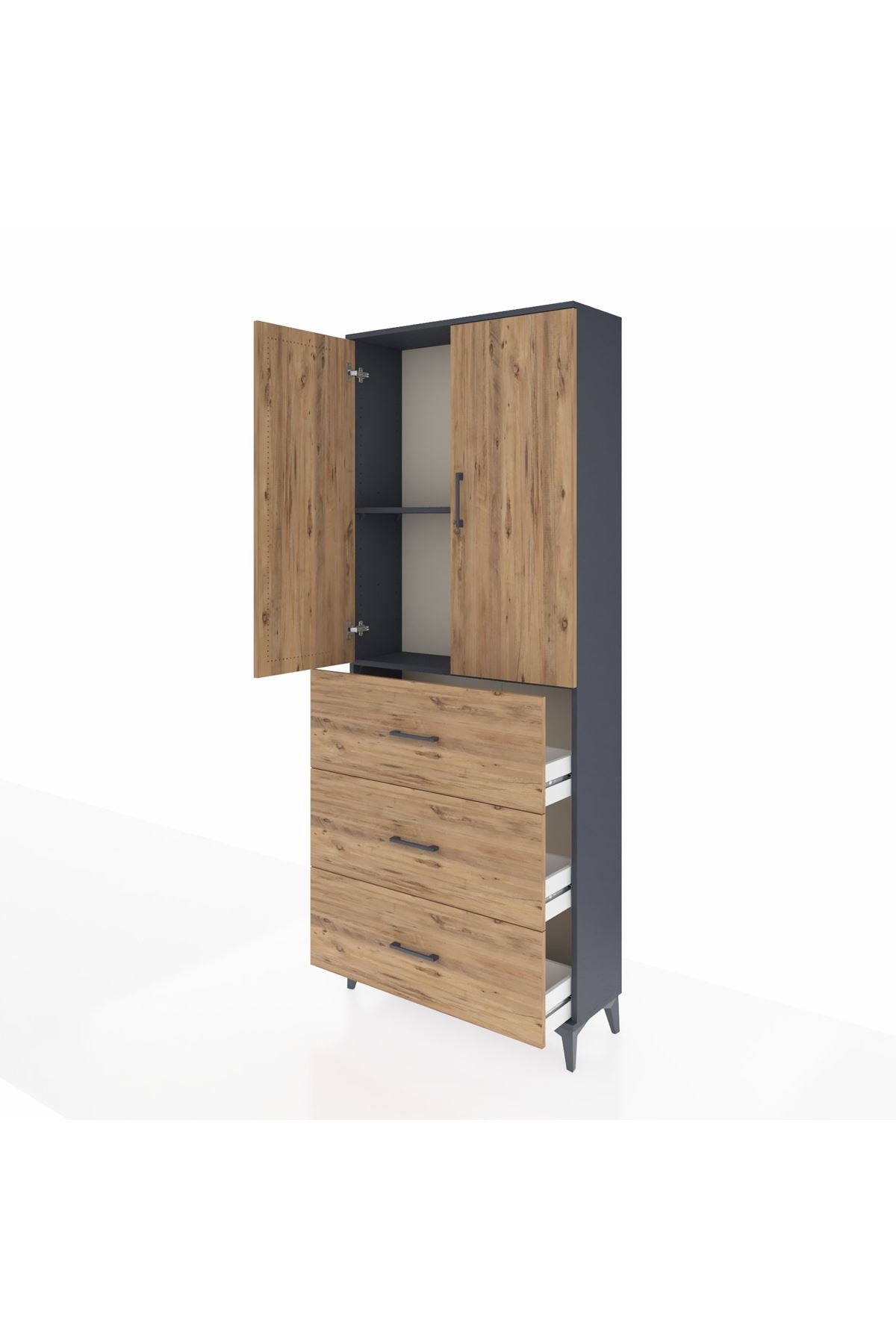 Arges Dolap 2 Raflı 3 Çekmeceli 2 Kapaklı 88x30x221 - S30M134V6A