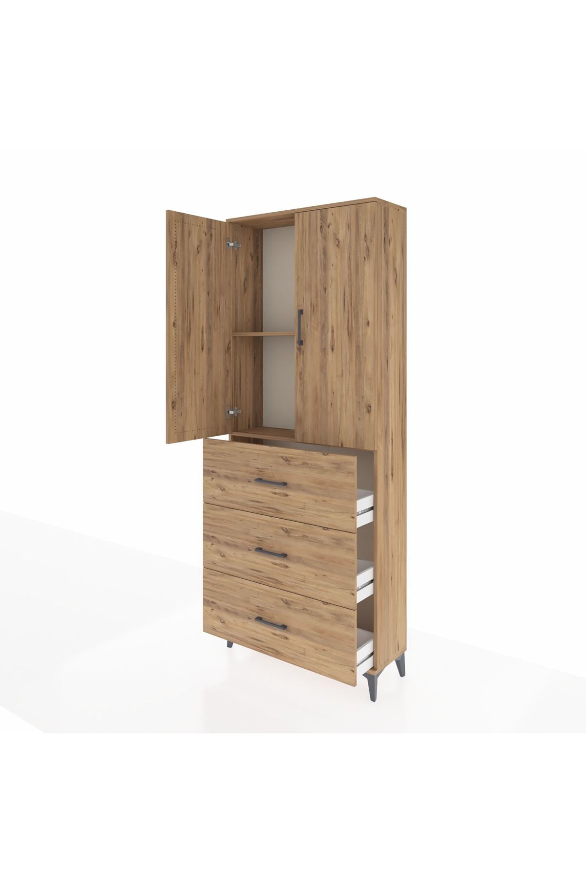 Arges Dolap 2 Raflı 3 Çekmeceli 2 Kapaklı 88x30x221 - S30M134V9A
