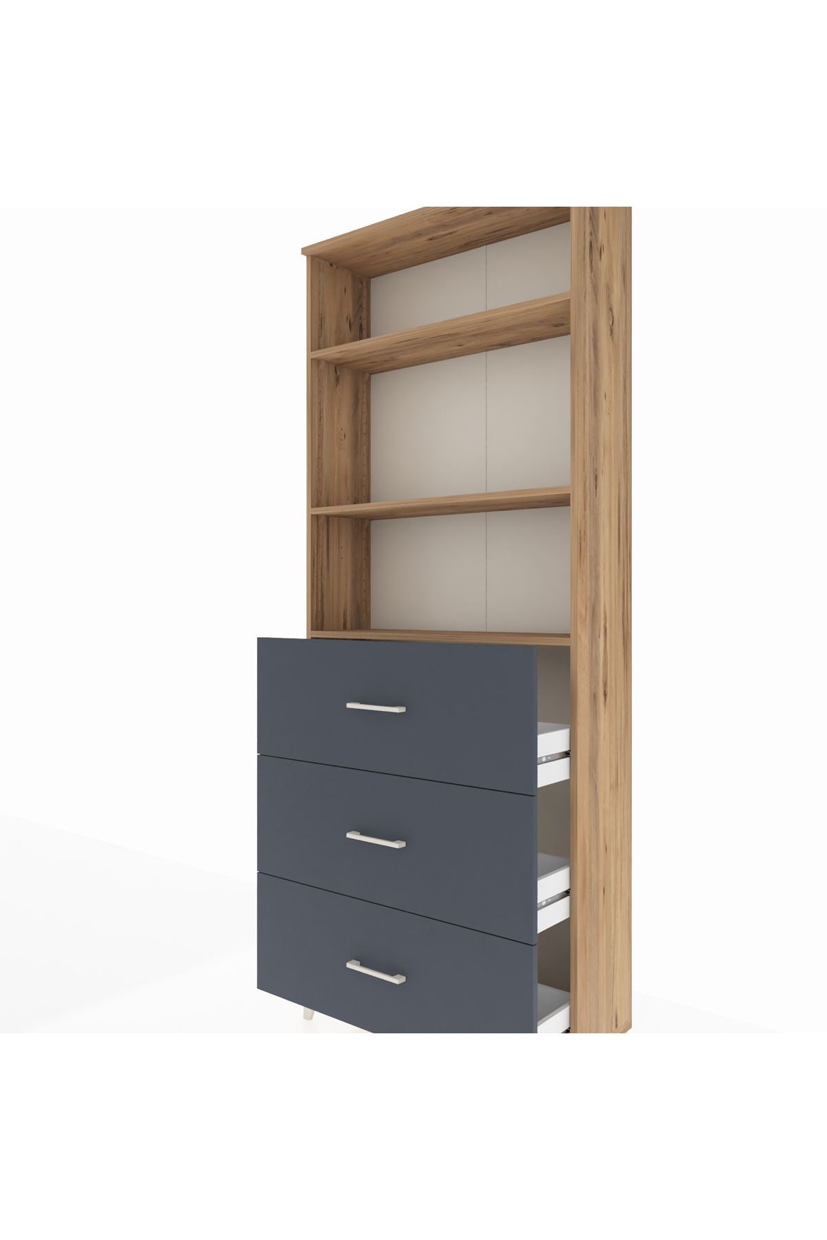Arges Dolap 3 Raflı 3 Çekmeceli 88x30x221 - S30M135V8A
