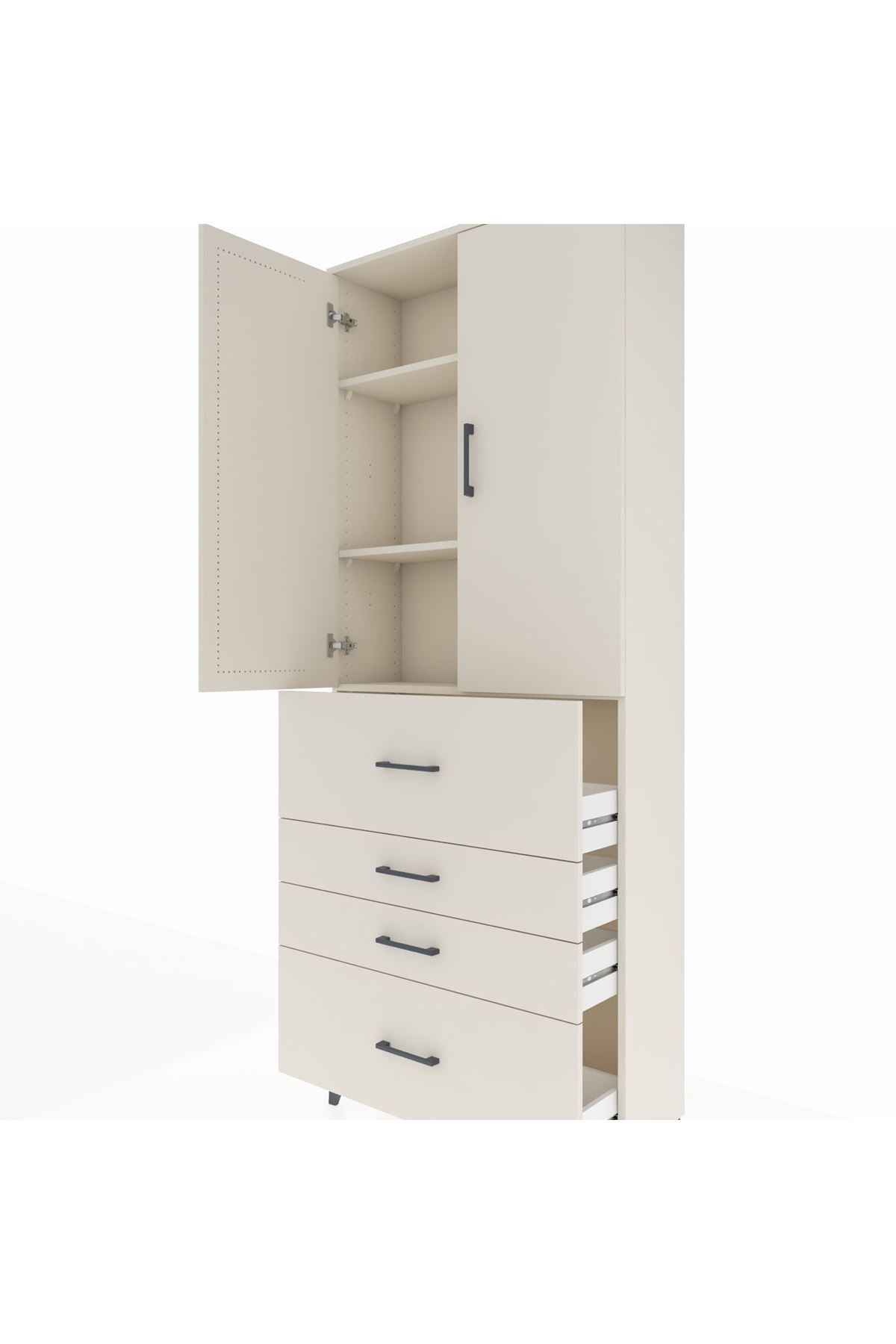 Arges Dolap 3 Raflı 4 Çekmeceli 2 Kapaklı 88x30x221 - S30M136V1A