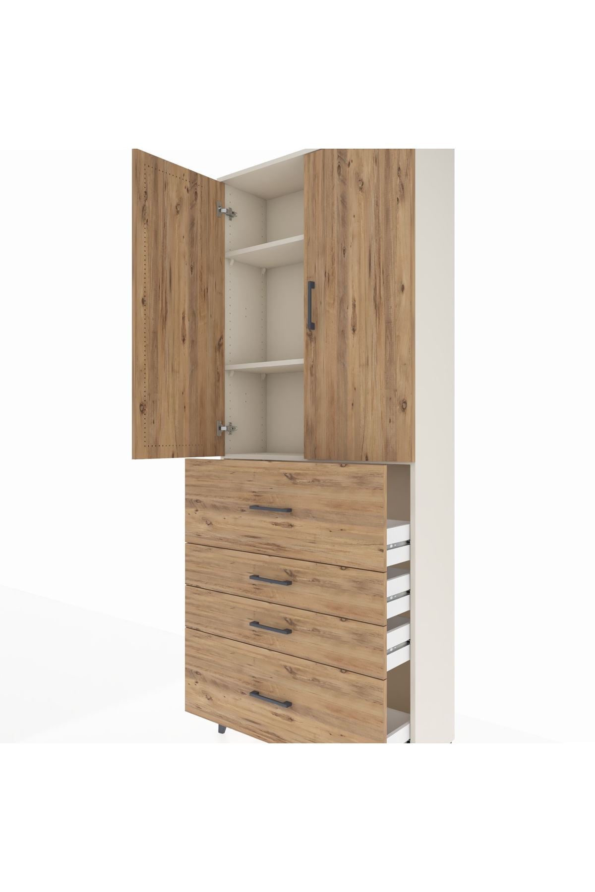 Arges Dolap 3 Raflı 4 Çekmeceli 2 Kapaklı 88x30x221 - S30M136V3A
