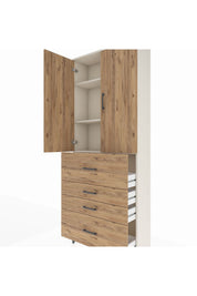 Arges Dolap 3 Raflı 4 Çekmeceli 2 Kapaklı 88x30x221 - S30M136V3A