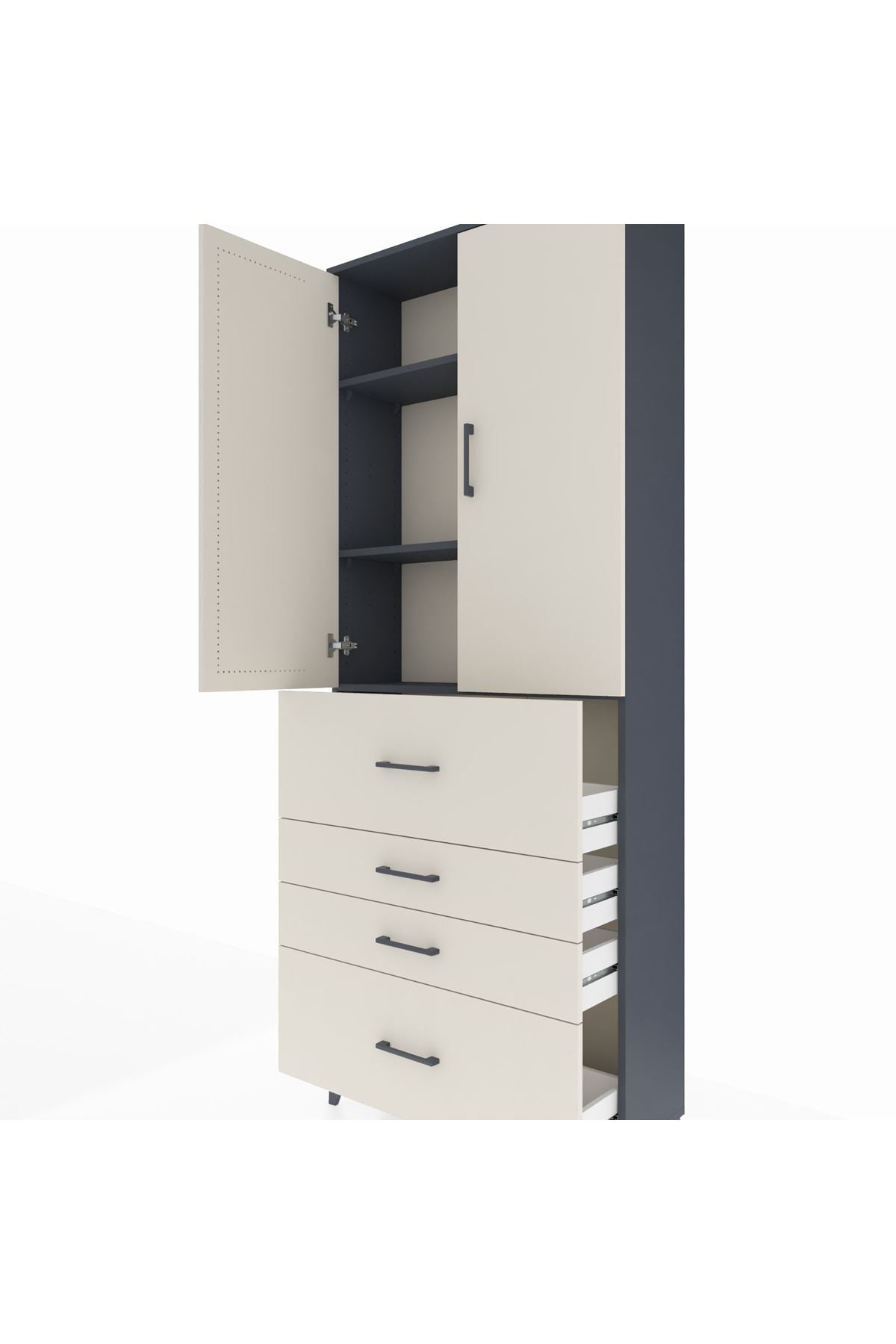 Arges Dolap 3 Raflı 4 Çekmeceli 2 Kapaklı 88x30x221 - S30M136V4A