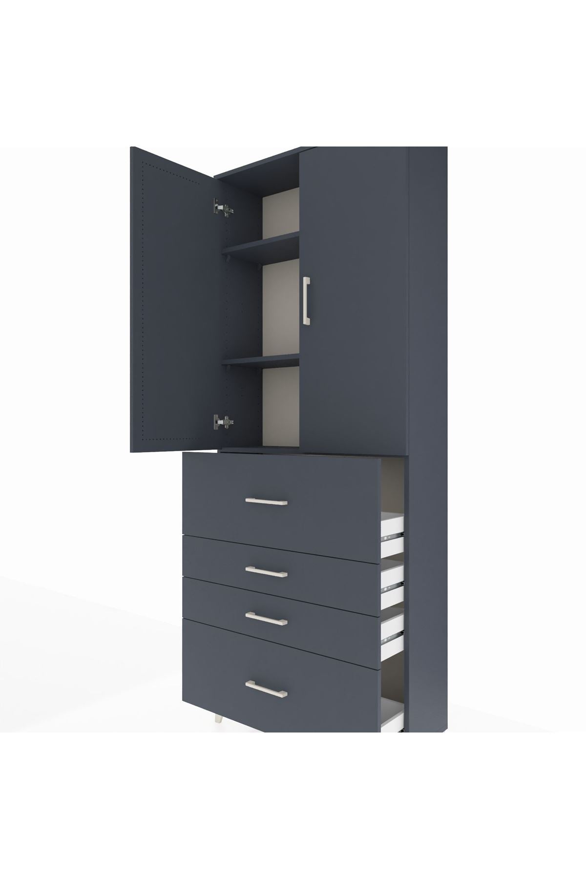 Arges Dolap 3 Raflı 4 Çekmeceli 2 Kapaklı 88x30x221 - S30M136V5A