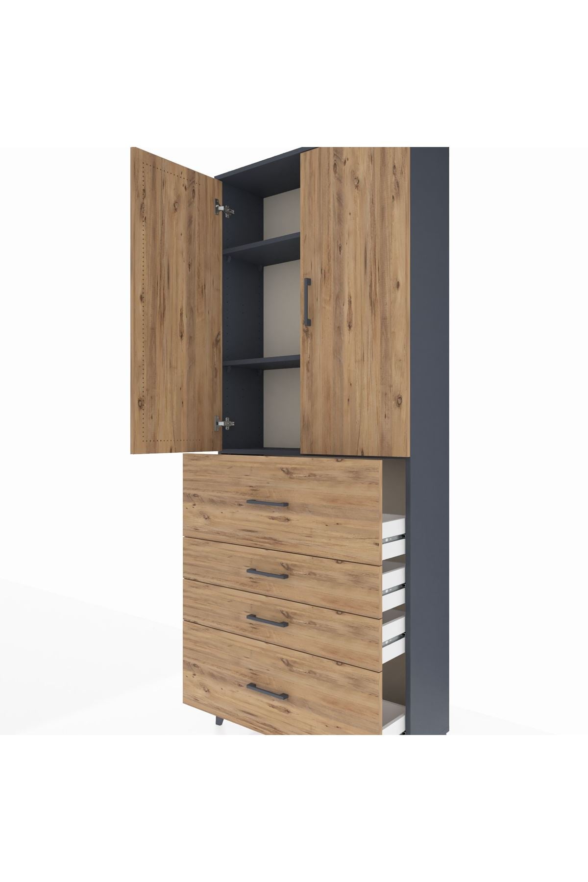 Arges Dolap 3 Raflı 4 Çekmeceli 2 Kapaklı 88x30x221 - S30M136V6A