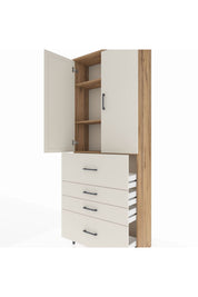Arges Dolap 3 Raflı 4 Çekmeceli 2 Kapaklı 88x30x221 - S30M136V7A