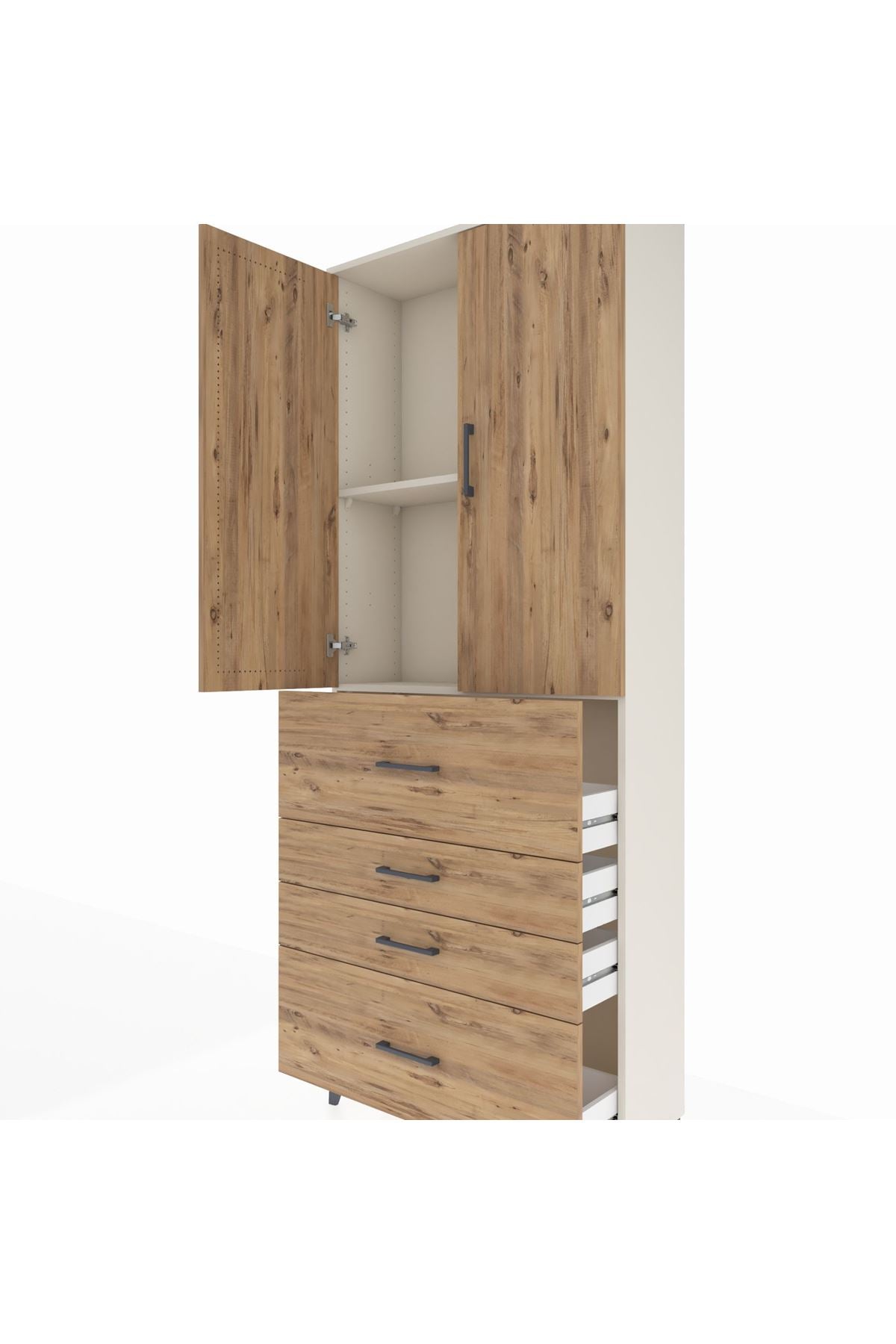 Arges Dolap 2 Raflı 4 Çekmeceli 2 Kapaklı 88x30x221 - S30M137V3A