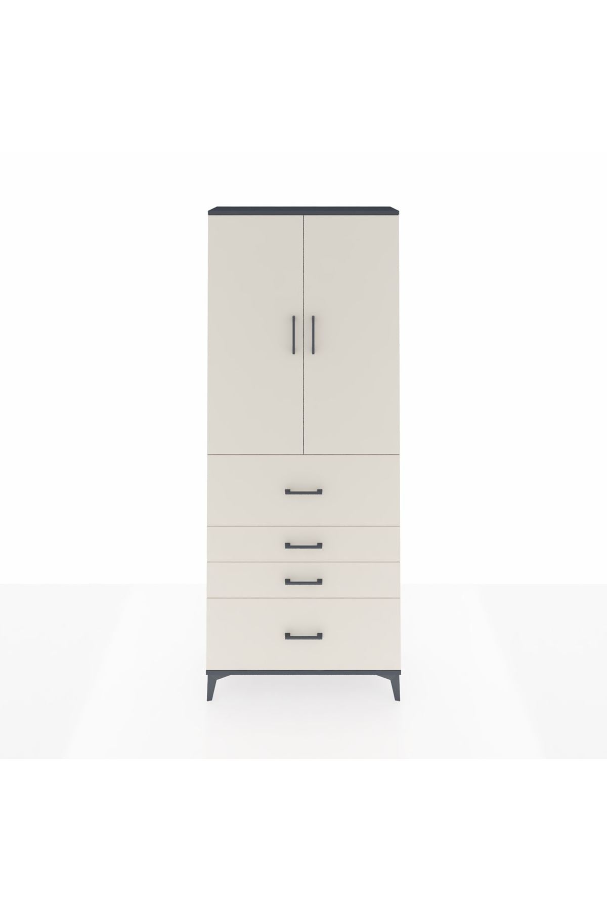 Arges Dolap 2 Raflı 4 Çekmeceli 2 Kapaklı 88x30x221 - S30M137V4A