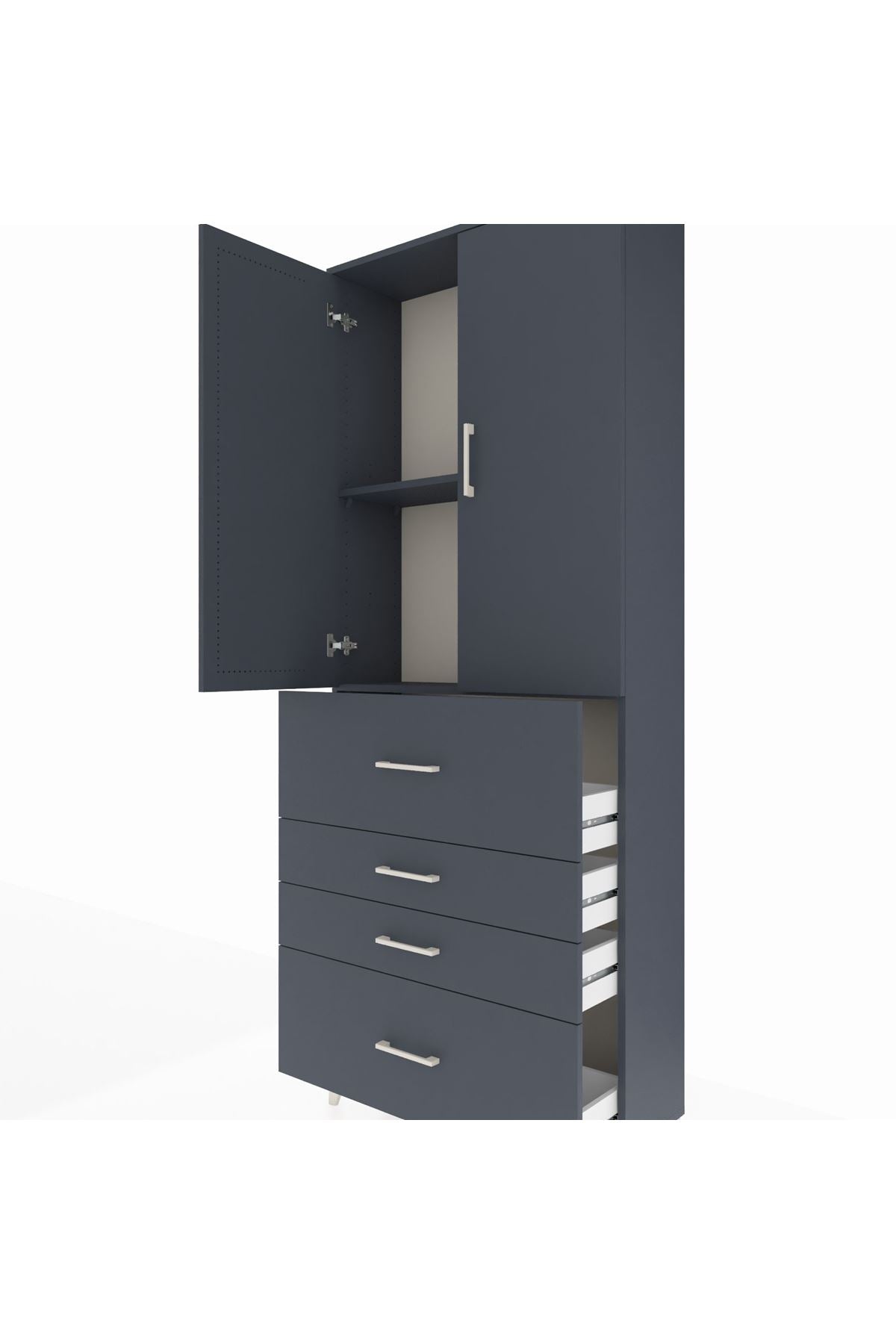 Arges Dolap 2 Raflı 4 Çekmeceli 2 Kapaklı 88x30x221 - S30M137V5A
