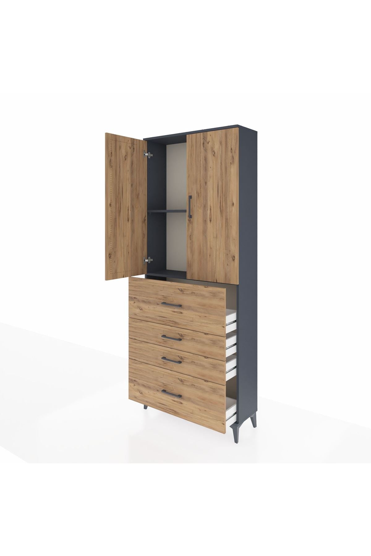 Arges Dolap 2 Raflı 4 Çekmeceli 2 Kapaklı 88x30x221 - S30M137V6A