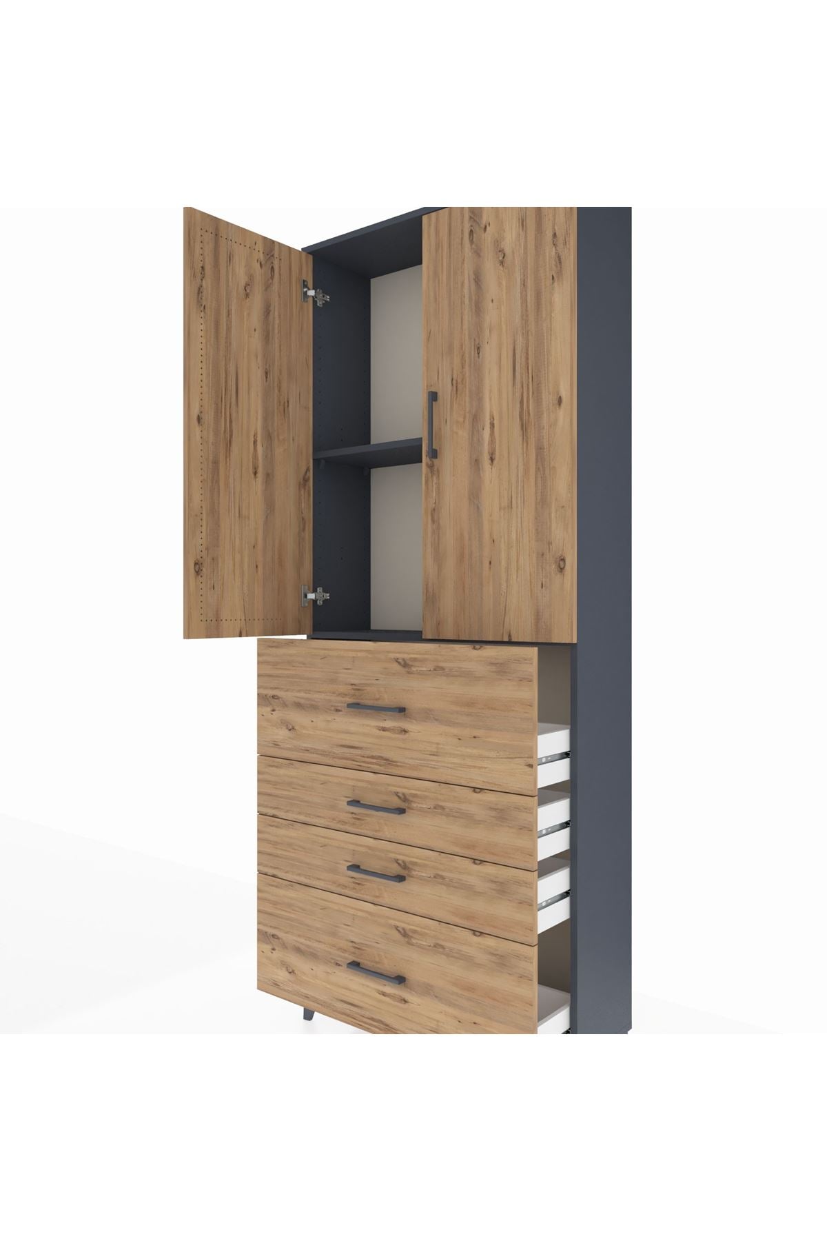 Arges Dolap 2 Raflı 4 Çekmeceli 2 Kapaklı 88x30x221 - S30M137V6A