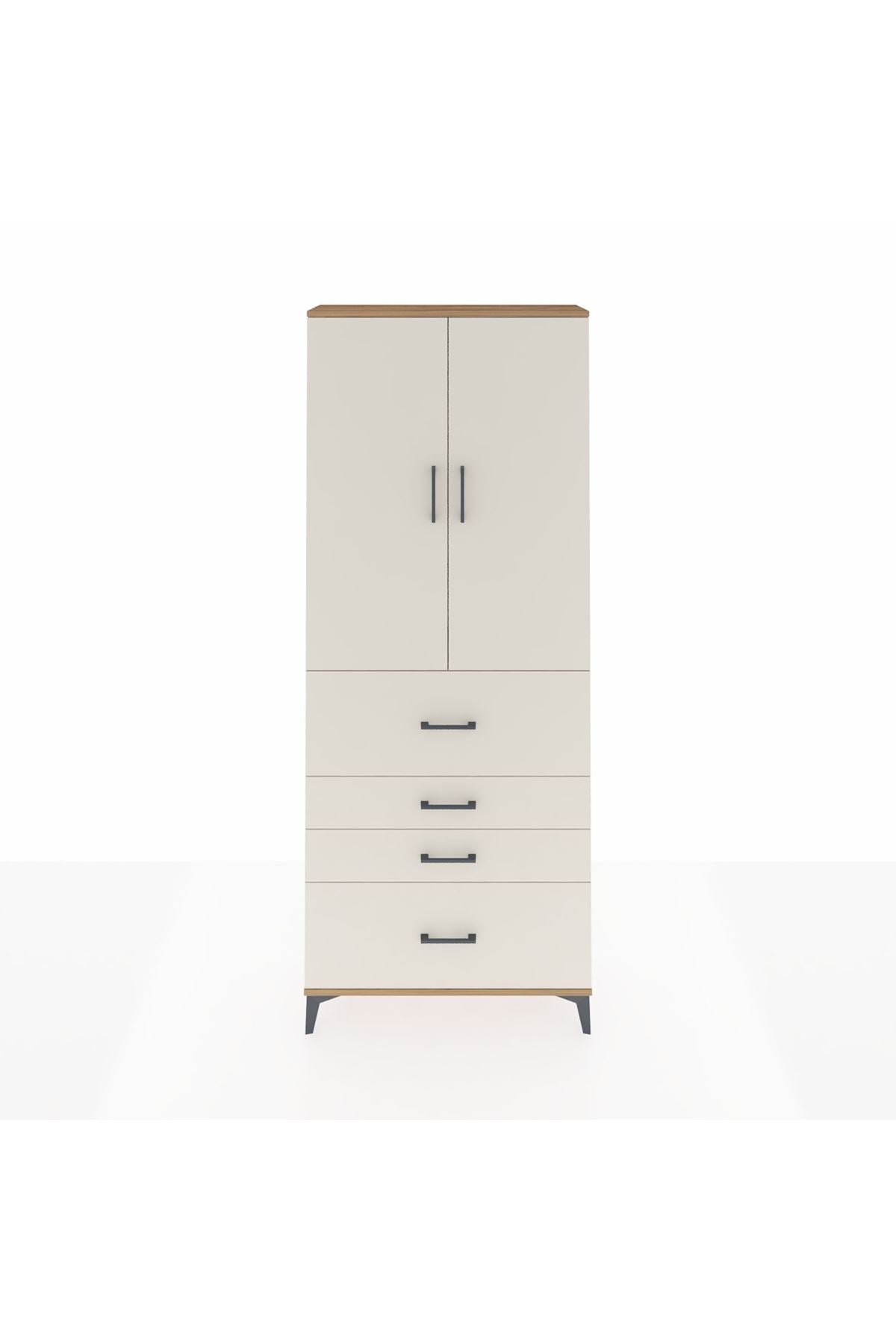 Arges Dolap 2 Raflı 4 Çekmeceli 2 Kapaklı 88x30x221 - S30M137V7A