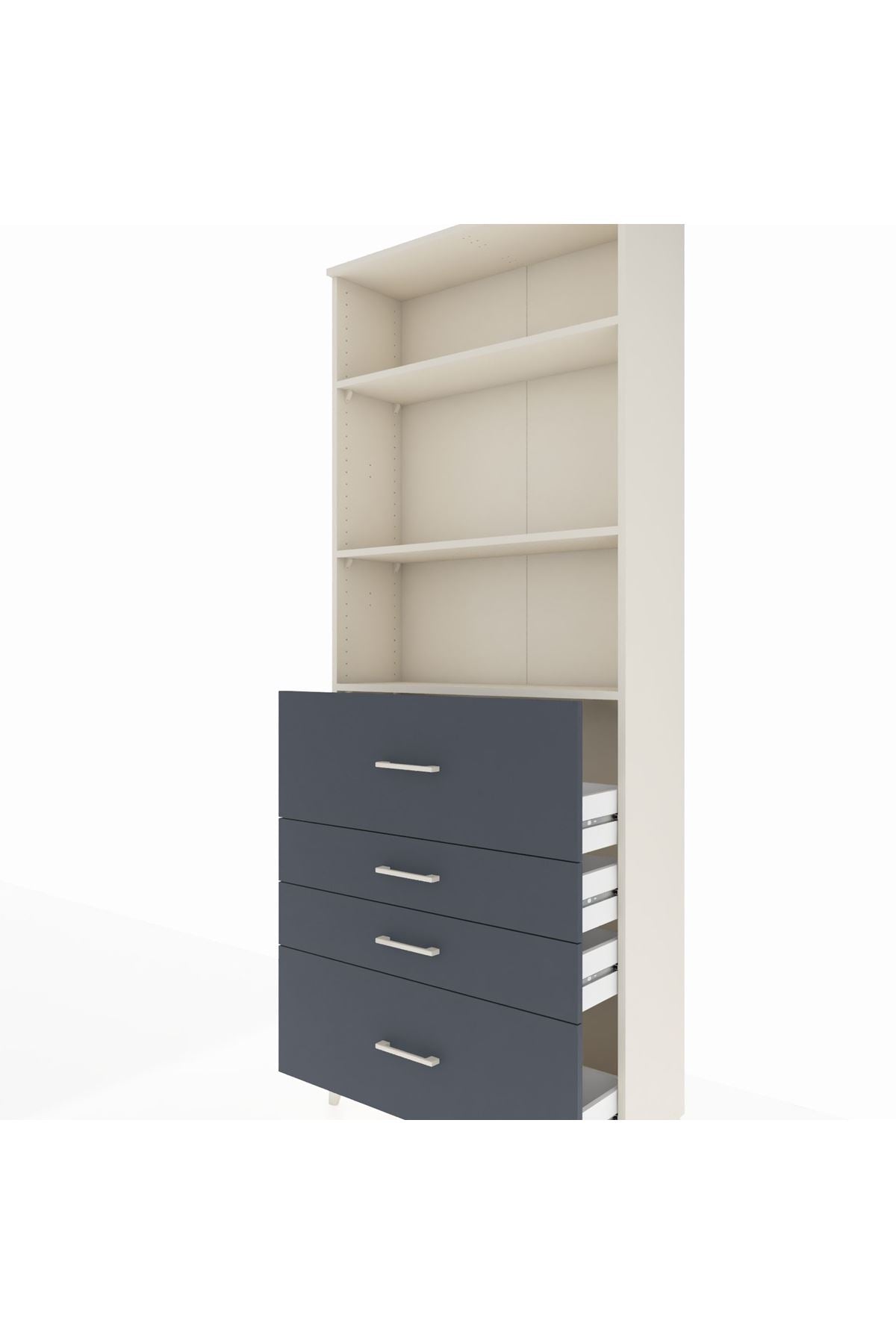 Arges Dolap 3 Raflı 4 Çekmeceli 88x30x221 - S30M138V2A