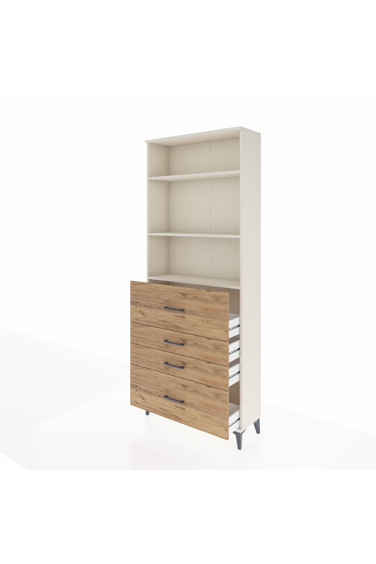 Arges Dolap 3 Raflı 4 Çekmeceli 88x30x221 - S30M138V3A