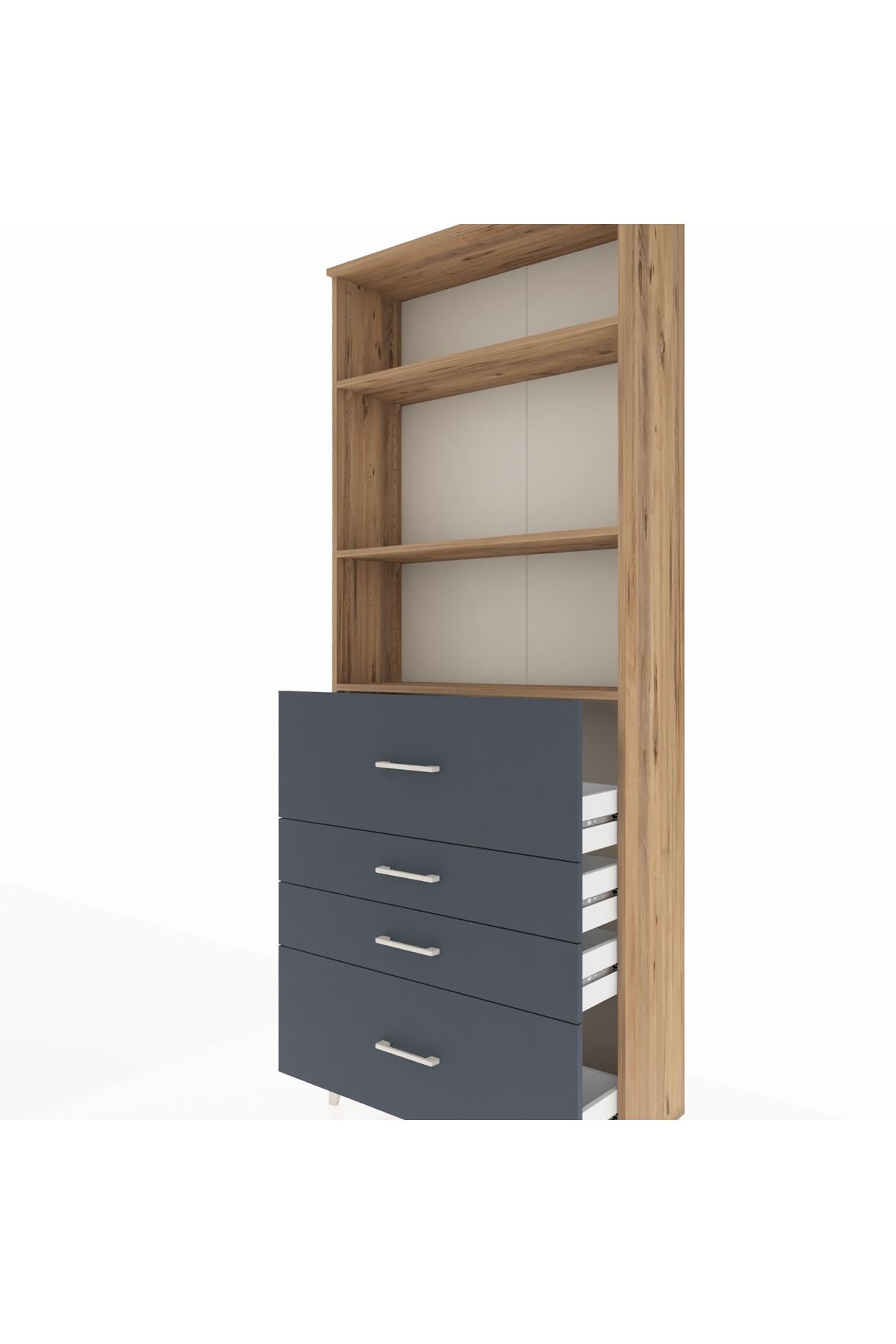 Arges Dolap 3 Raflı 4 Çekmeceli 88x30x221 - S30M138V8A