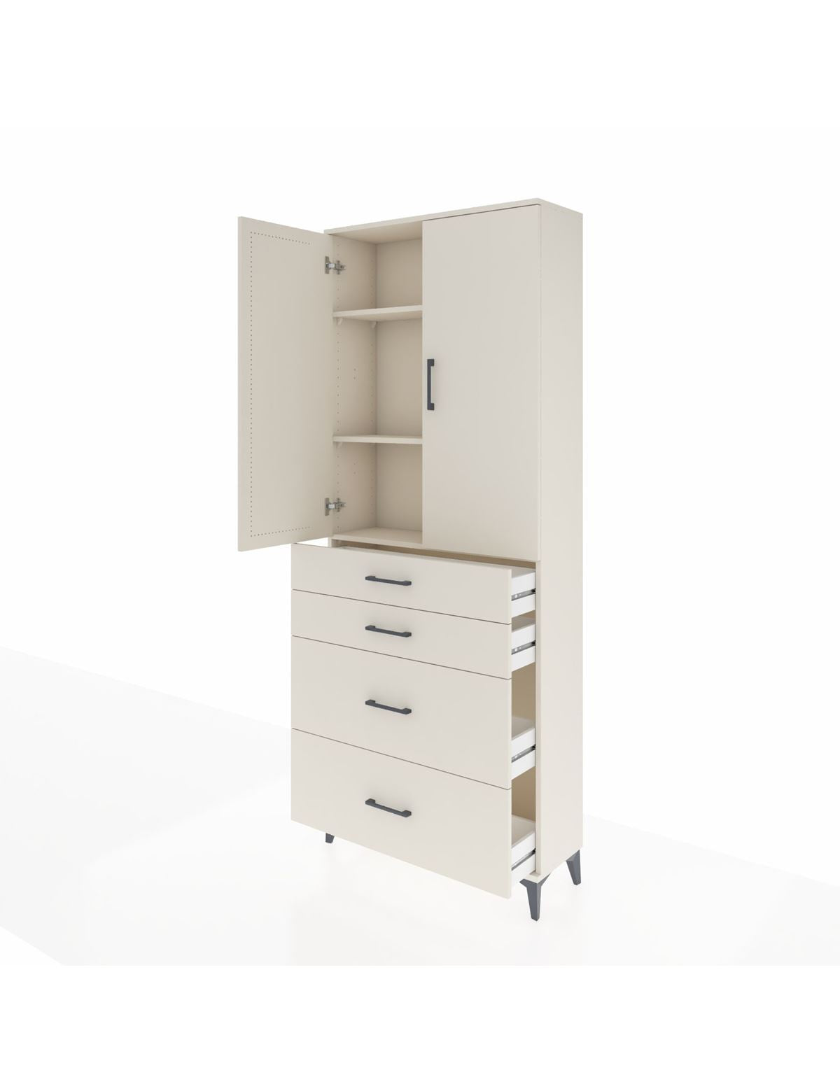 Arges Dolap 3 Raflı 4 Çekmeceli 2 Kapaklı 88x30x221 - S30M139V1A