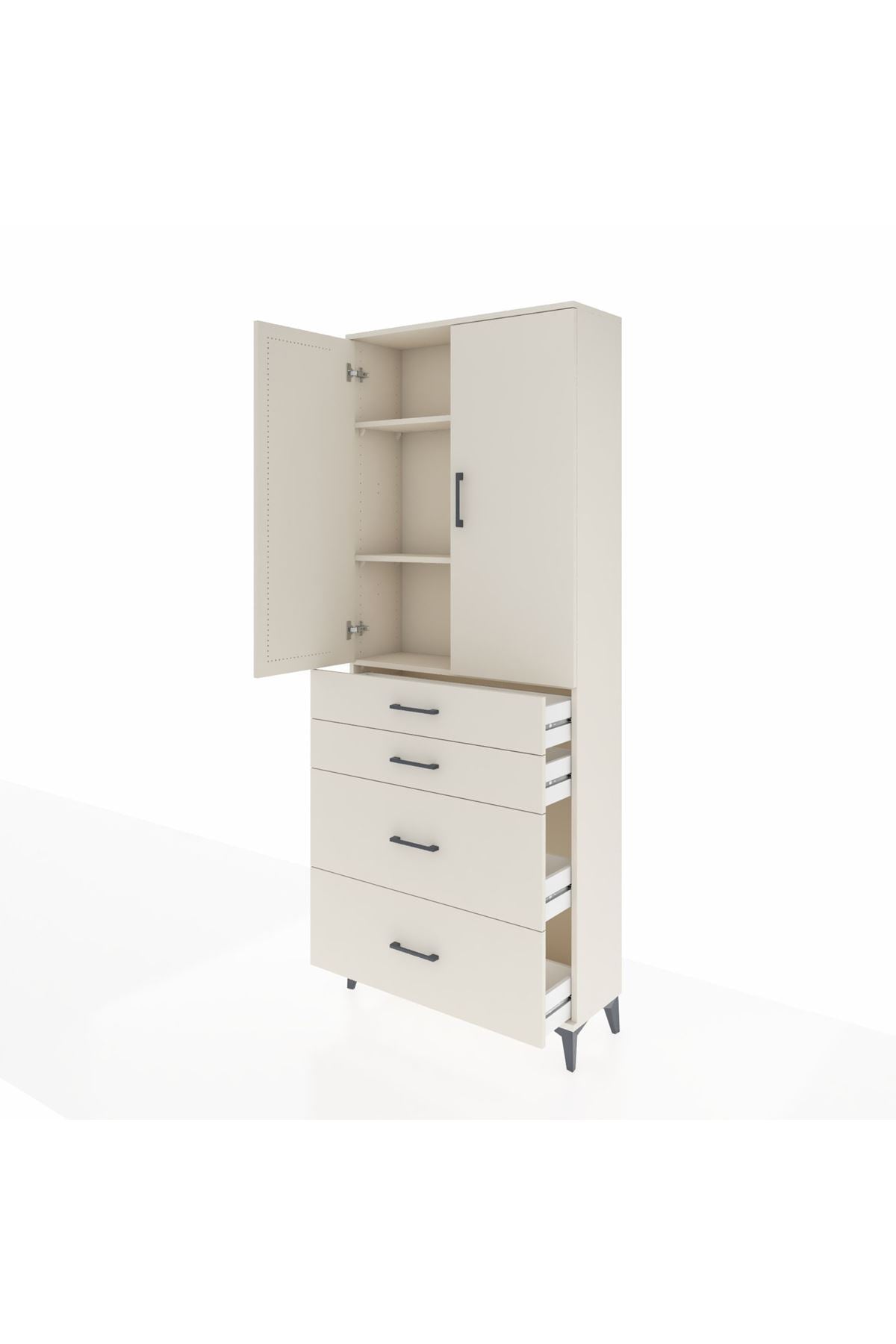 Arges Dolap 3 Raflı 4 Çekmeceli 2 Kapaklı 88x30x221 - S30M139V1A