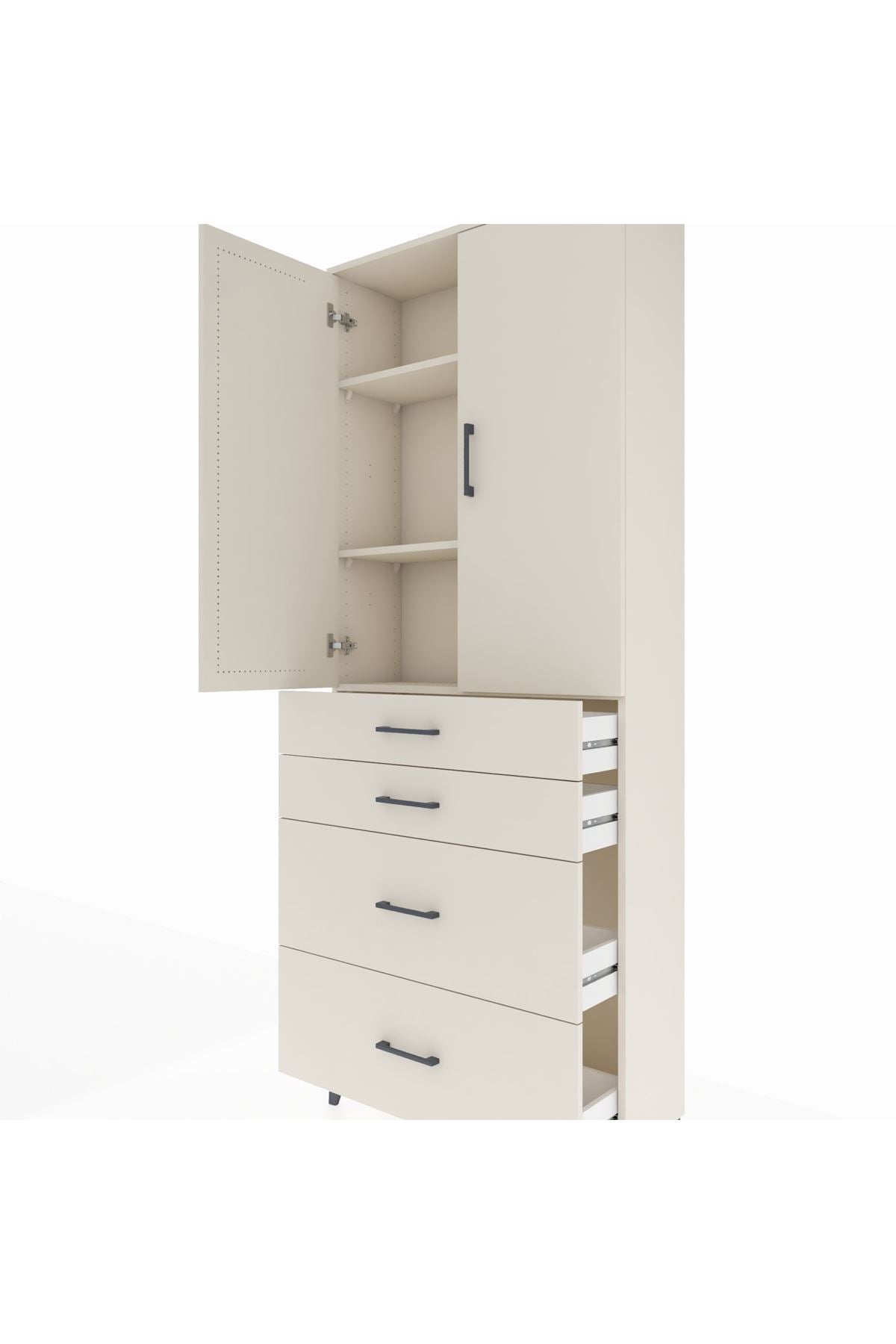 Arges Dolap 3 Raflı 4 Çekmeceli 2 Kapaklı 88x30x221 - S30M139V1A