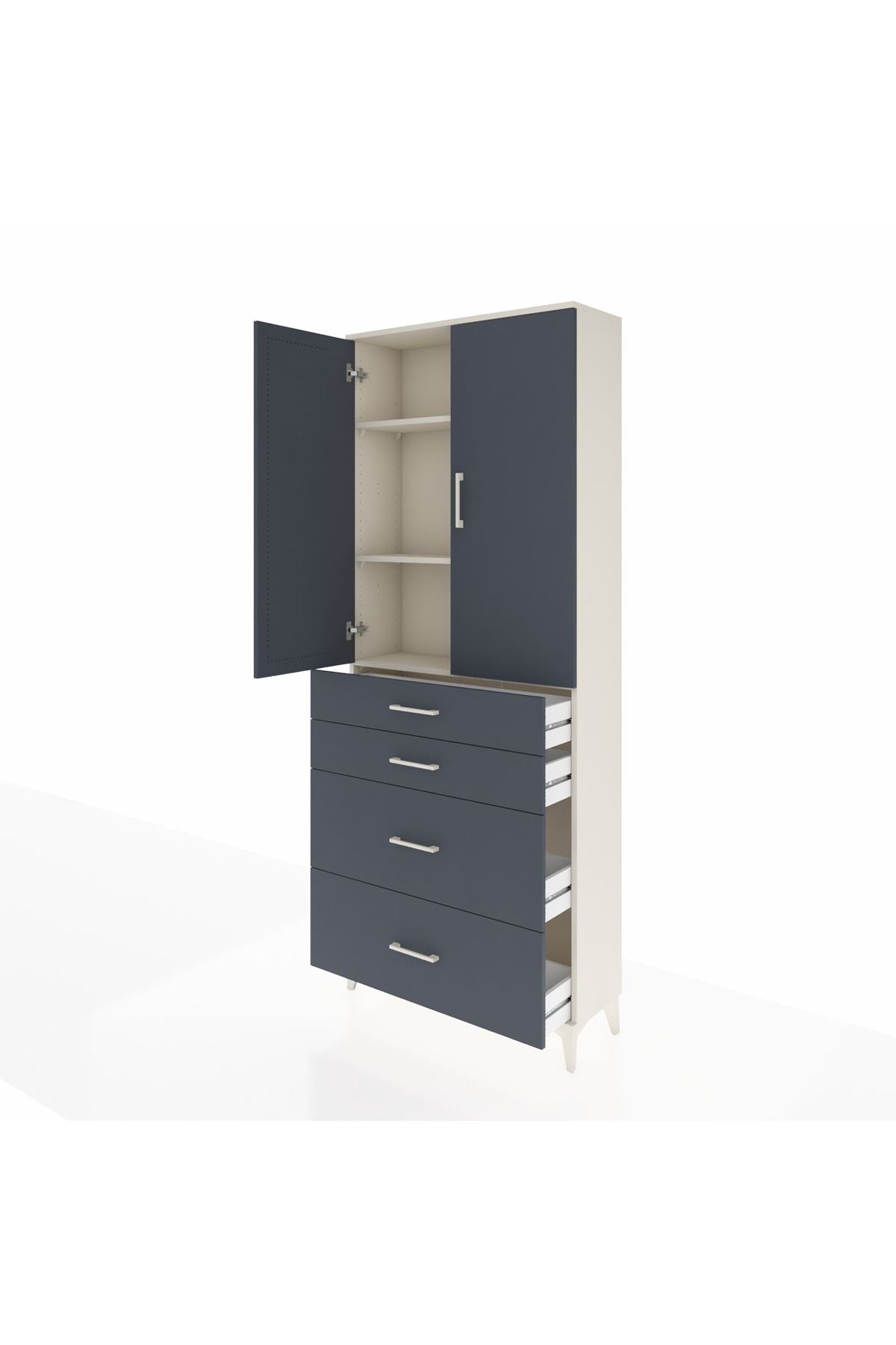 Arges Dolap 3 Raflı 4 Çekmeceli 2 Kapaklı 88x30x221 - S30M139V2A