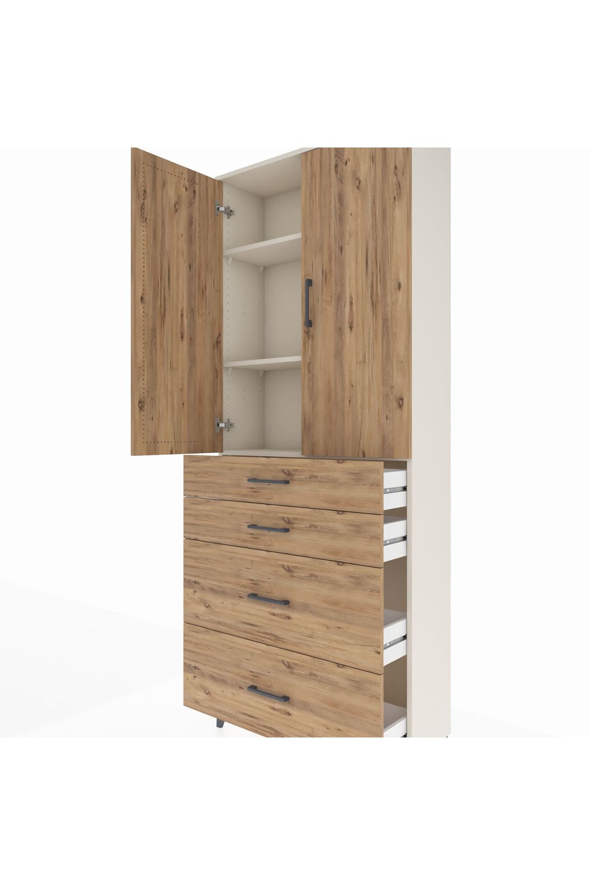 Arges Dolap 3 Raflı 4 Çekmeceli 2 Kapaklı 88x30x221 - S30M139V3A