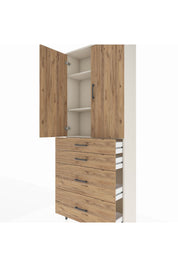Arges Dolap 3 Raflı 4 Çekmeceli 2 Kapaklı 88x30x221 - S30M139V3A