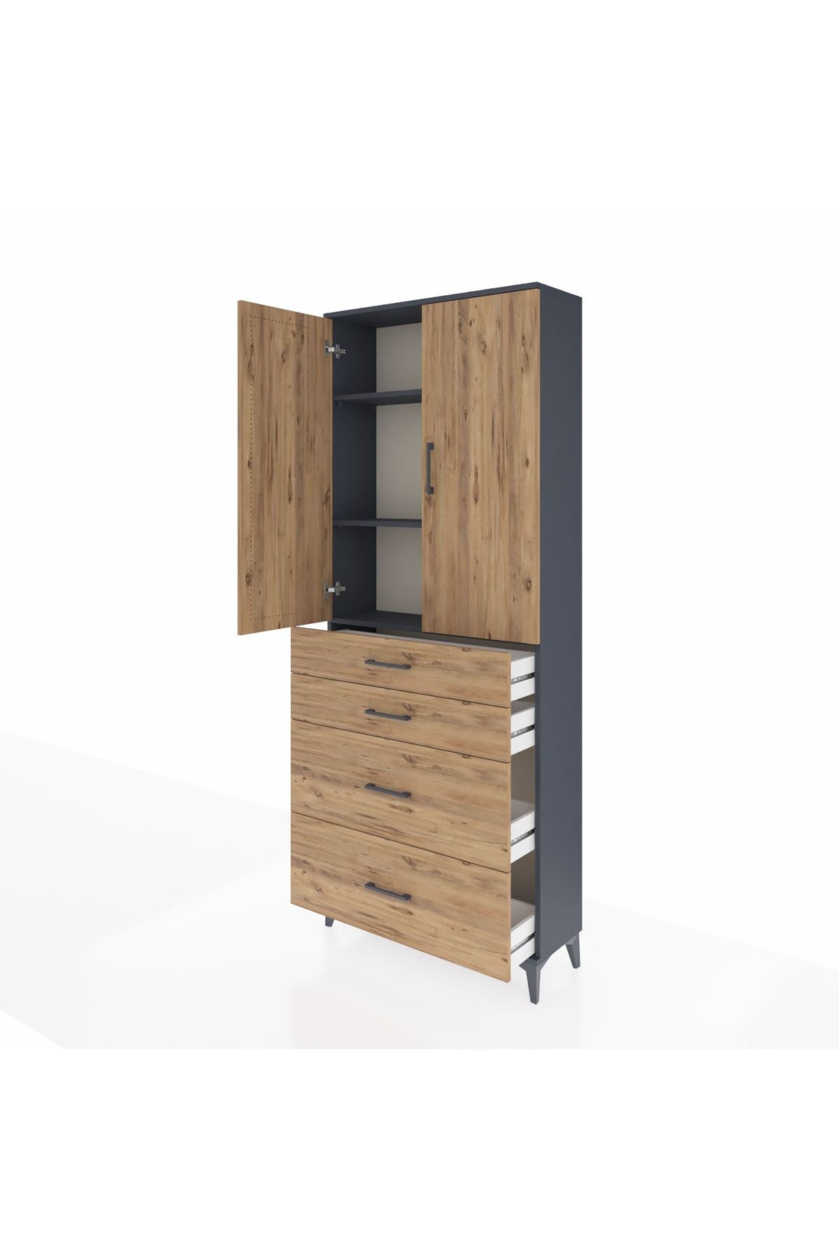 Arges Dolap 3 Raflı 4 Çekmeceli 2 Kapaklı 88x30x221 - S30M139V6A