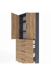 Arges Dolap 3 Raflı 4 Çekmeceli 2 Kapaklı 88x30x221 - S30M139V6A