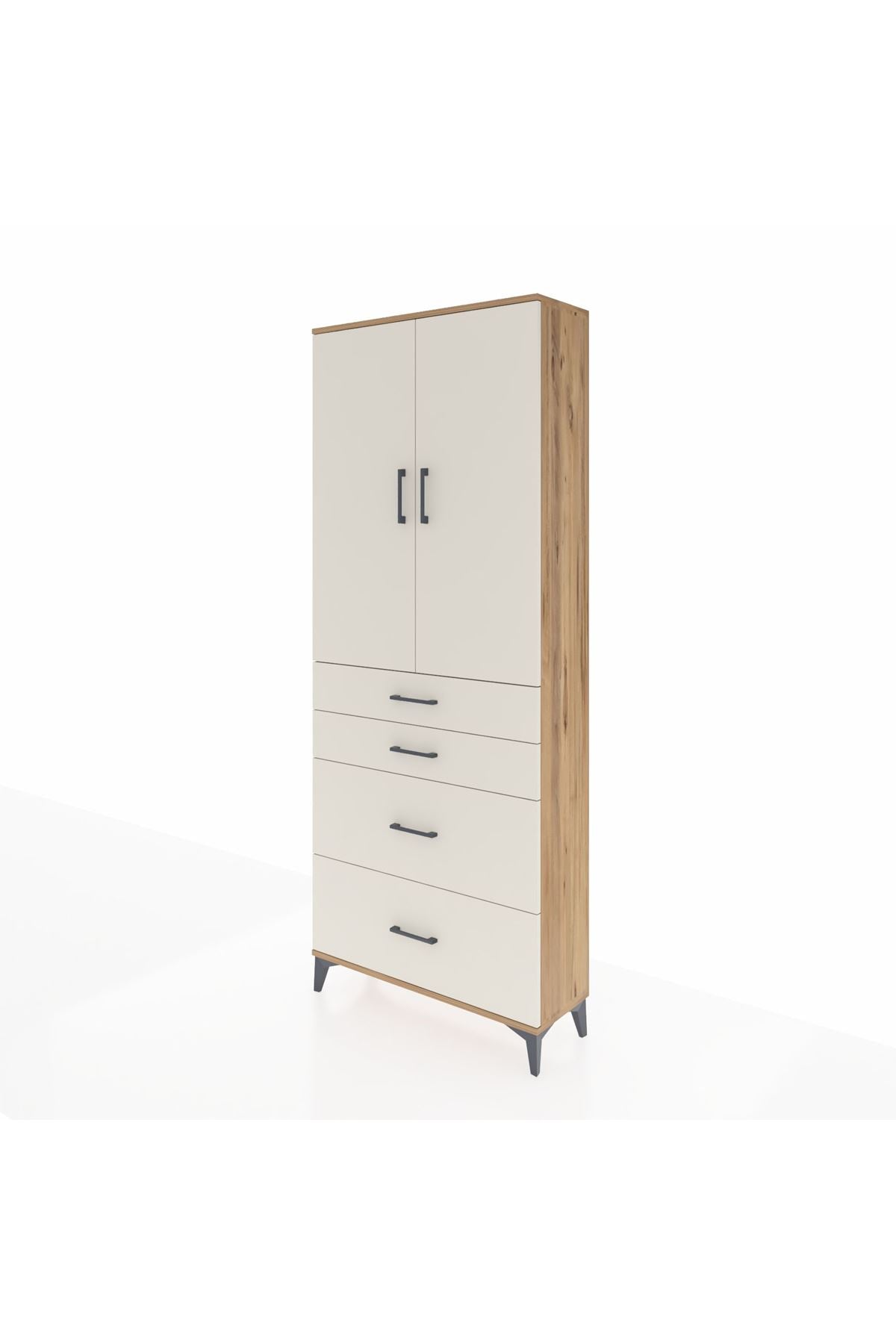 Arges Dolap 3 Raflı 4 Çekmeceli 2 Kapaklı 88x30x221 - S30M139V7A