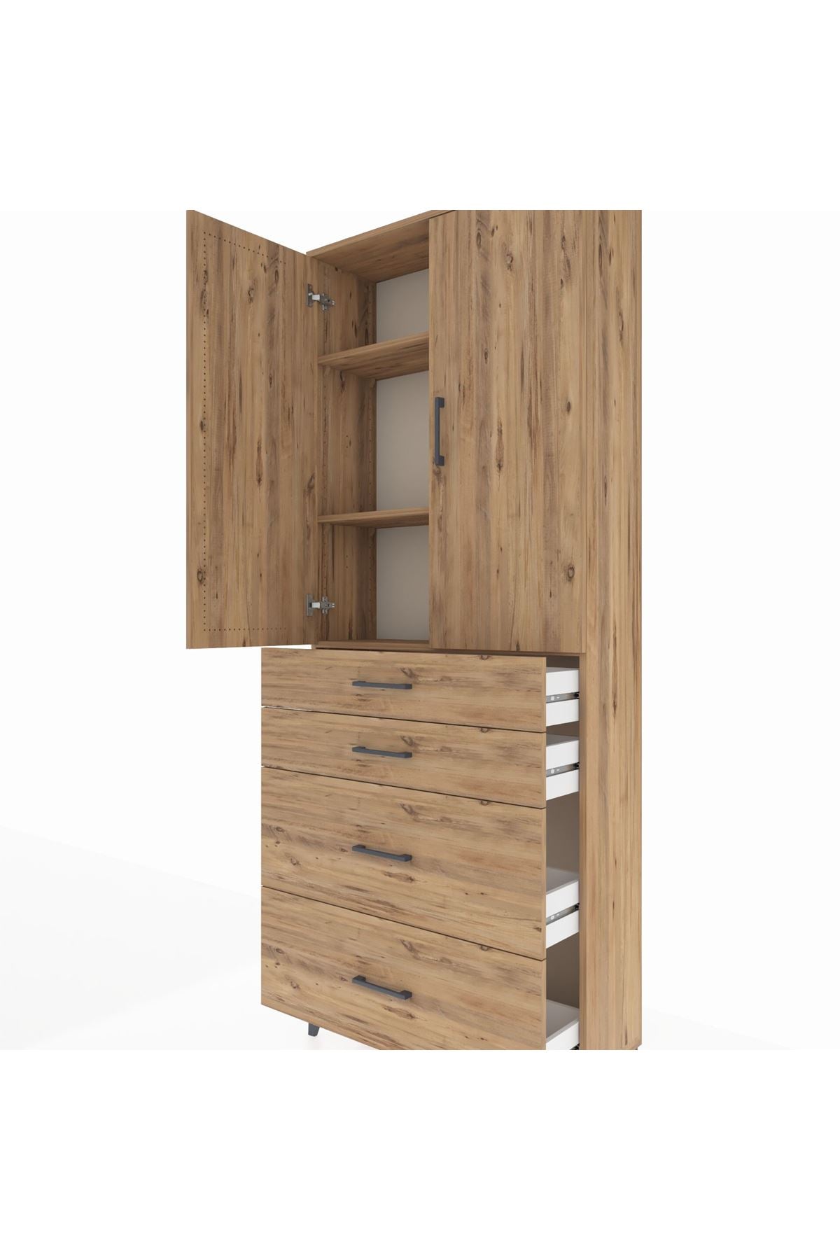 Arges Dolap 3 Raflı 4 Çekmeceli 2 Kapaklı 88x30x221 - S30M139V9A