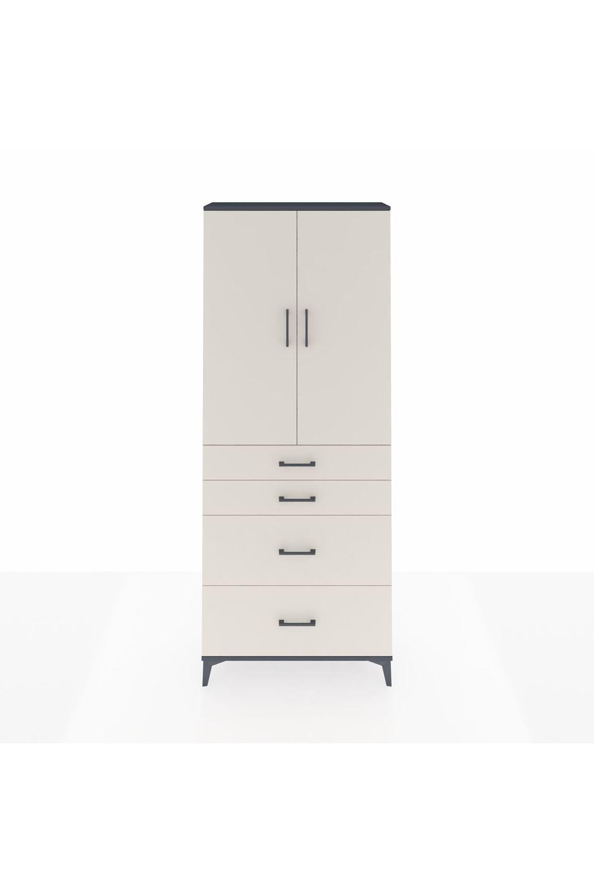 Arges Dolap 2 Raflı 4 Çekmeceli 2 Kapaklı 88x30x221 - S30M140V4A