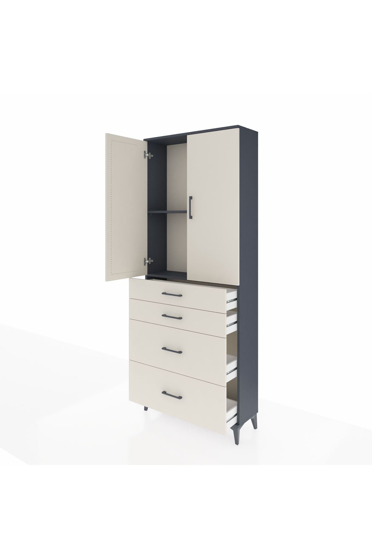 Arges Dolap 2 Raflı 4 Çekmeceli 2 Kapaklı 88x30x221 - S30M140V4A